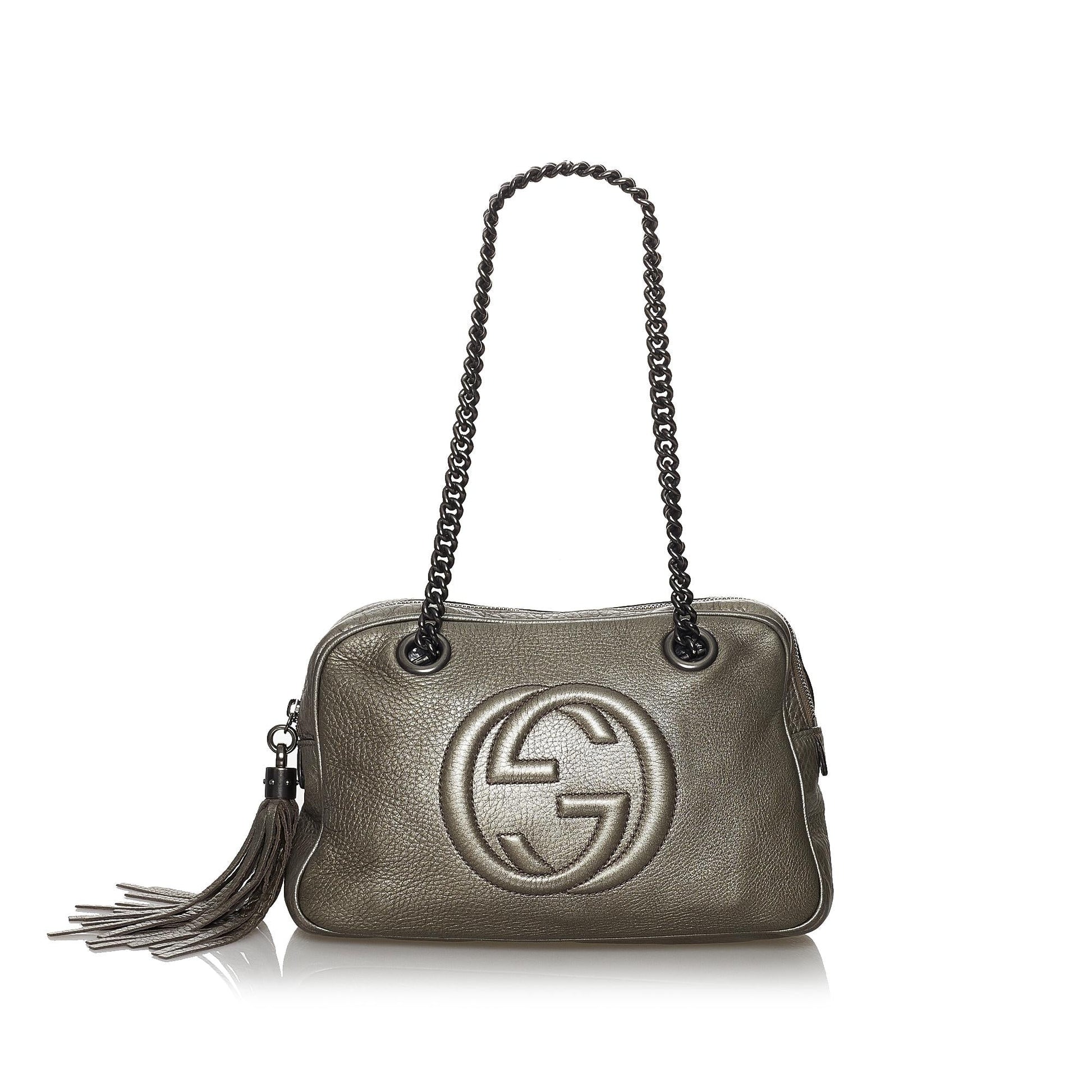 Gucci Soho SHG Leather Calf Grey Chain Shoulder Bag