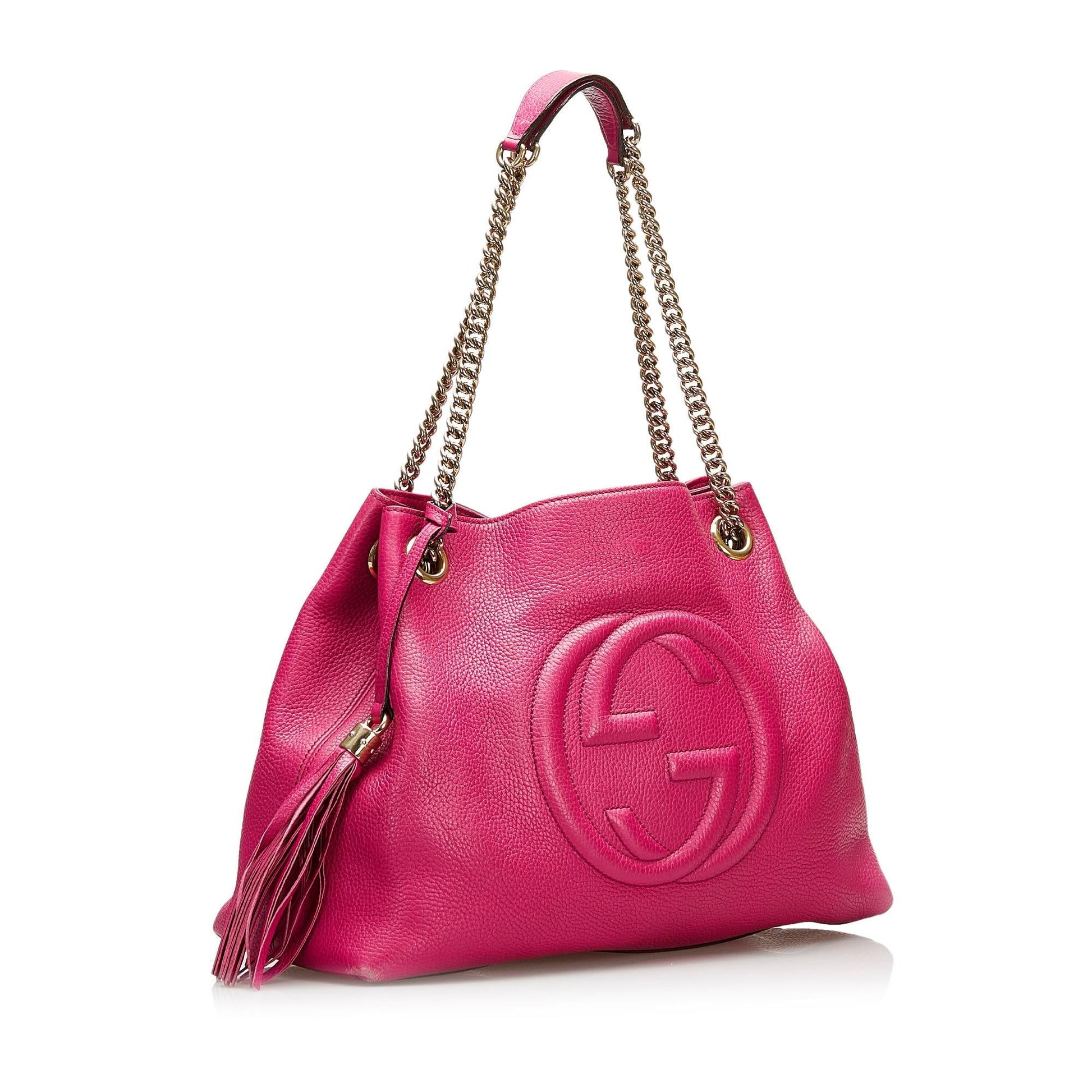 Gucci Soho SHG Leather Calf Pink Chain Tote Bag Bag Shg