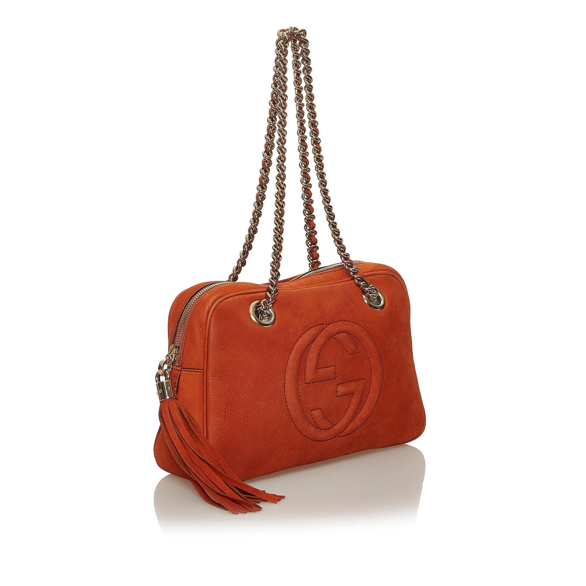 Gucci Soho Nubuck SHG Leather Calf Orange Chain Shoulder Bag