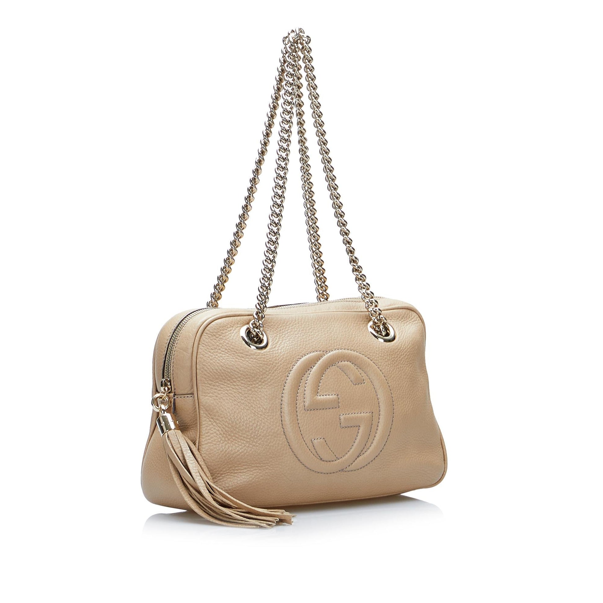 Gucci Soho SHG-F3ru3y Calf Brown Chain Shoulder Bag