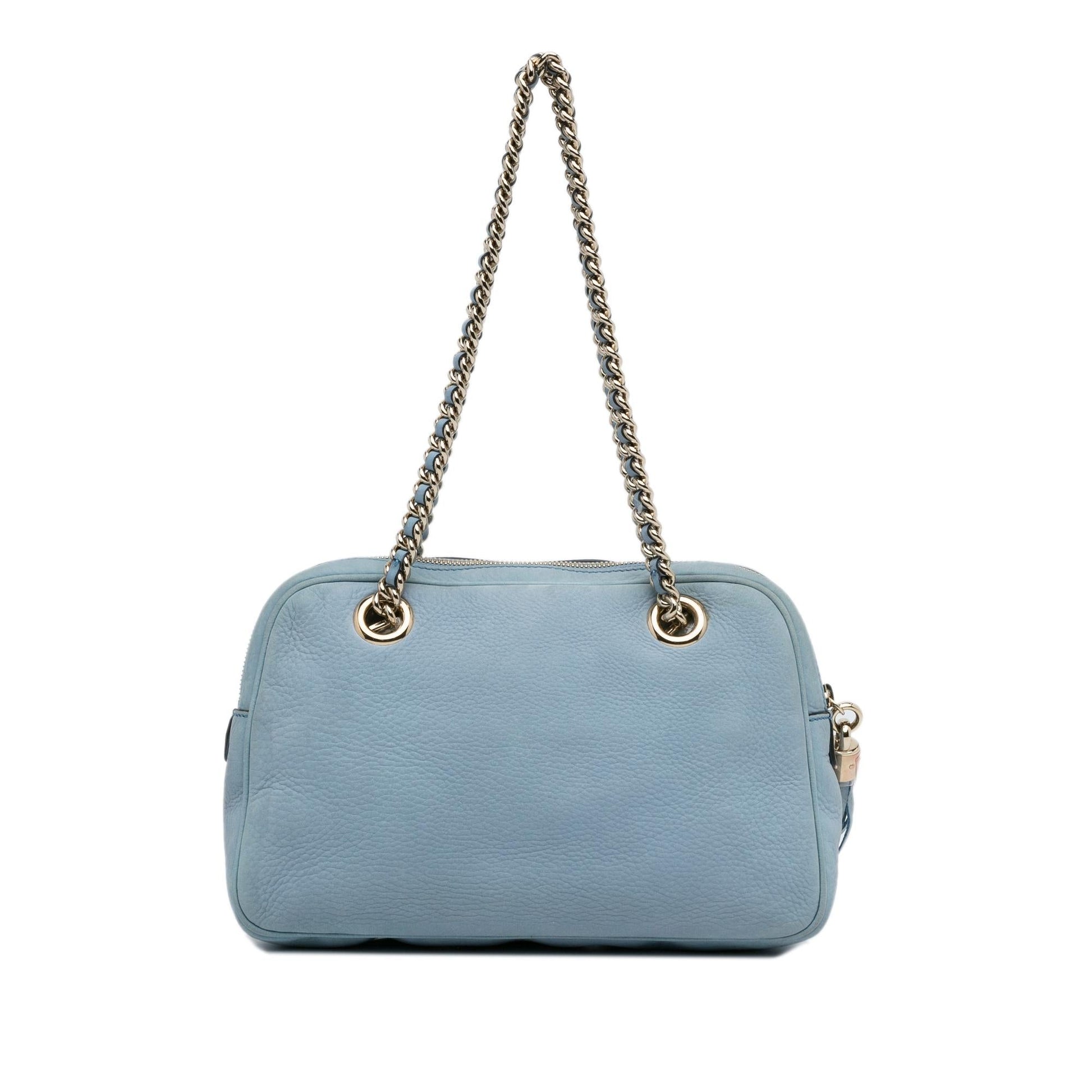 Gucci Soho SHG-kIqnR7 Calf Blue Chain Shoulder Bag