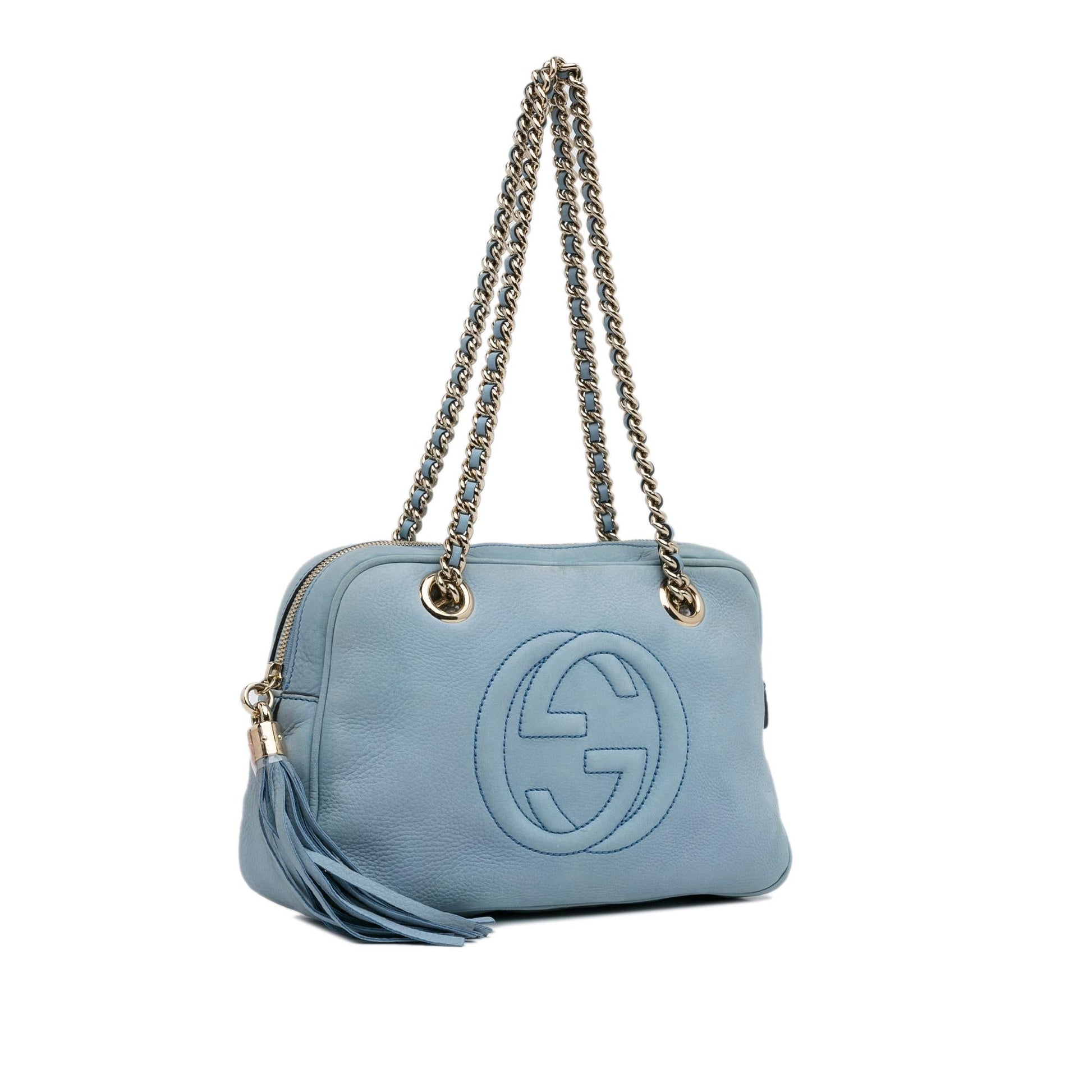 Gucci Soho SHG-kIqnR7 Calf Blue Chain Shoulder Bag