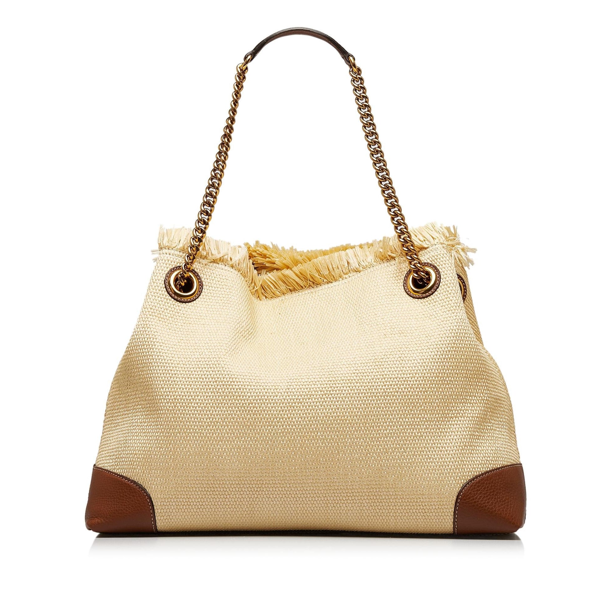 Gucci Soho SHG-TXcRsL Raffia Brown Chain Shoulder Bag
