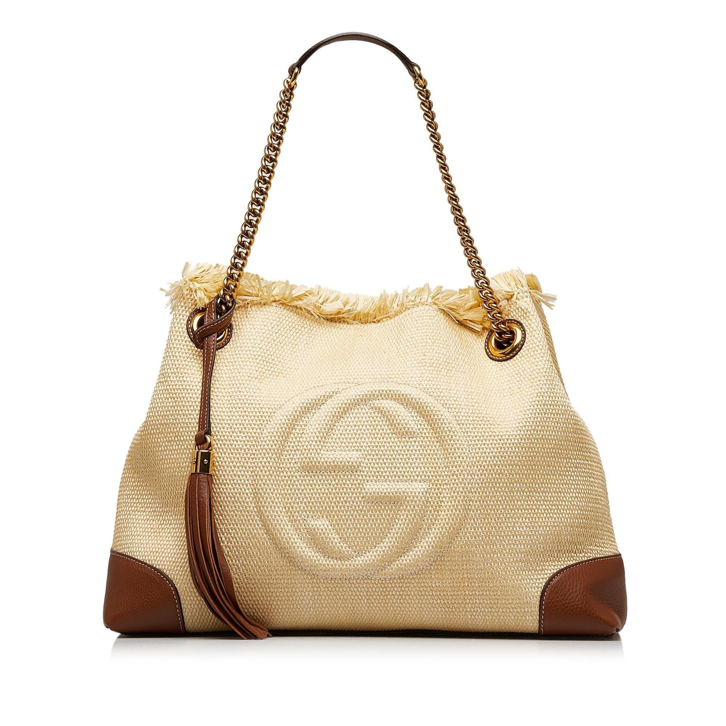 Gucci Soho SHG-TXcRsL Raffia Brown Chain Shoulder Bag