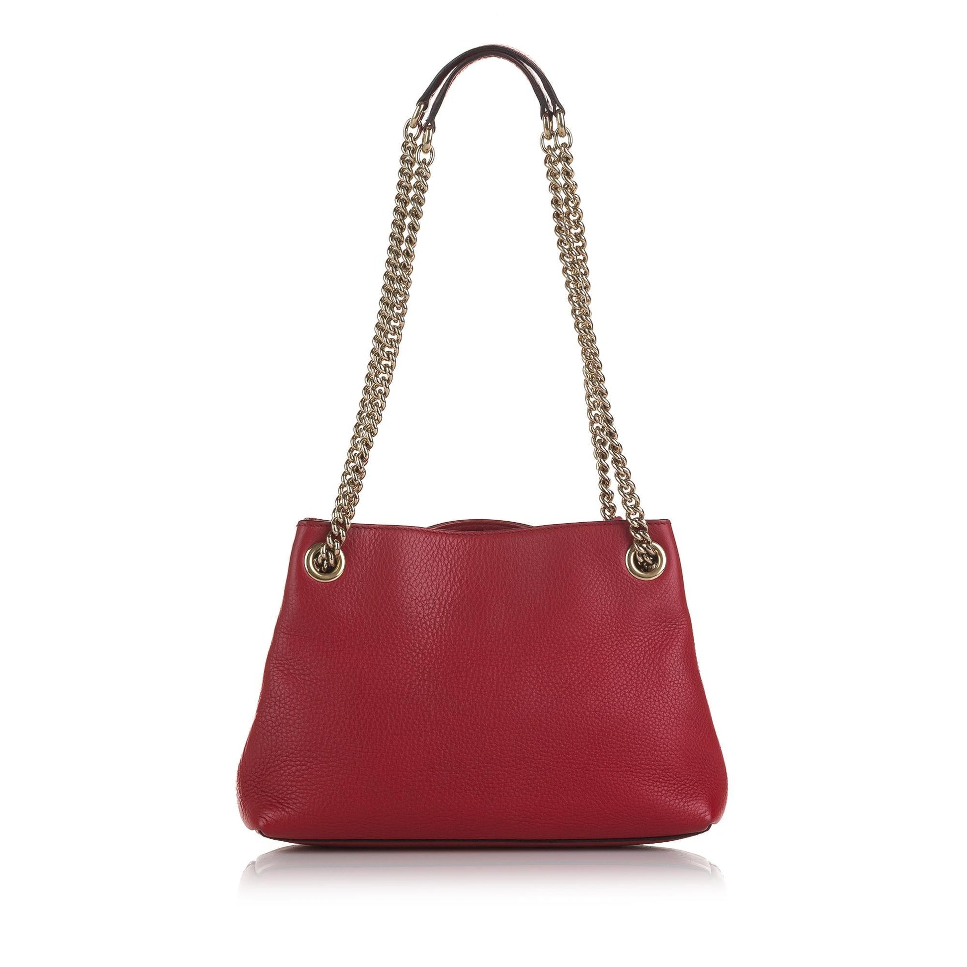 Gucci Soho SHG-3nWKJF Calf Red Chain Tote Bag