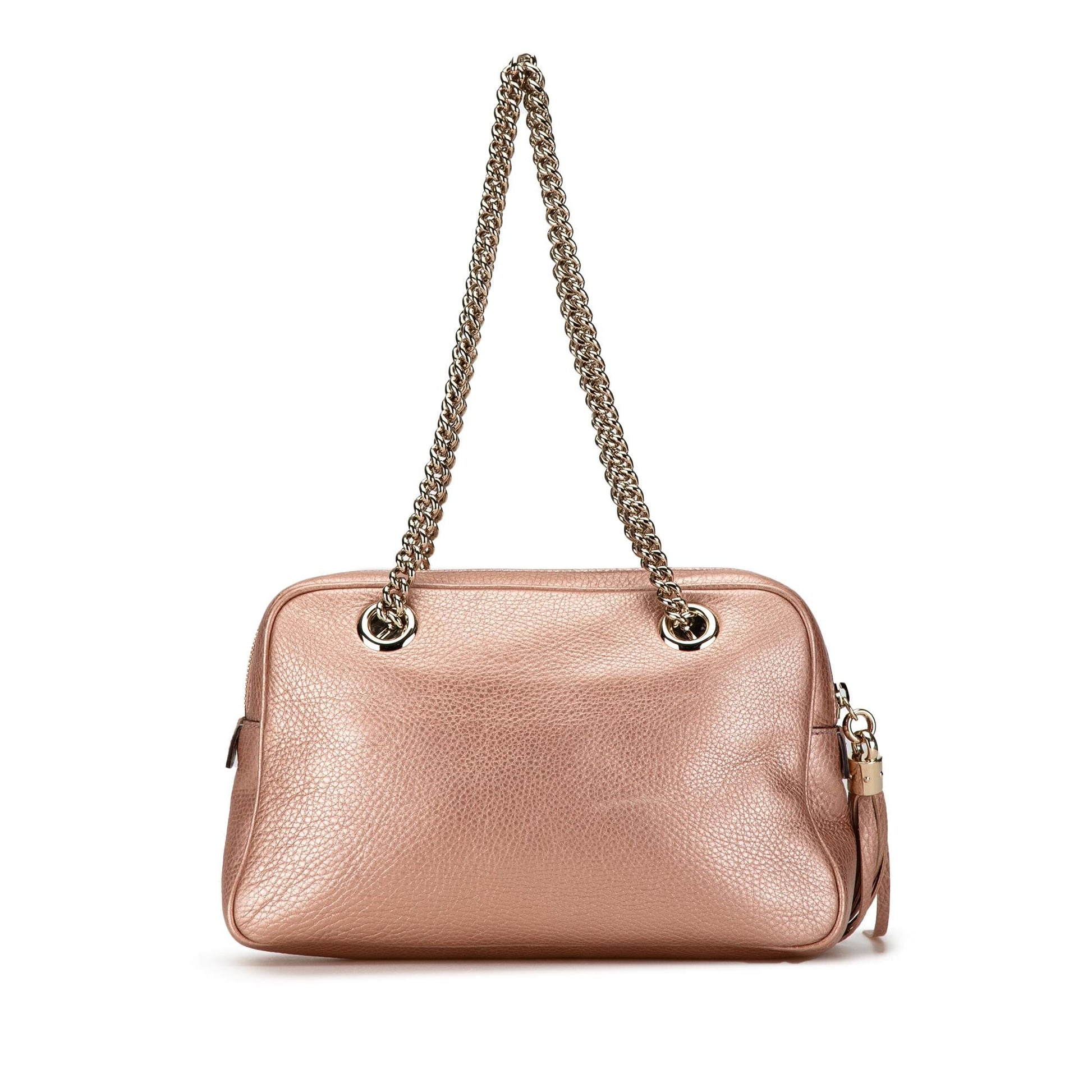 Gucci Soho Zip SHG-yJU7PY Calf Pink Chain Shoulder Bag