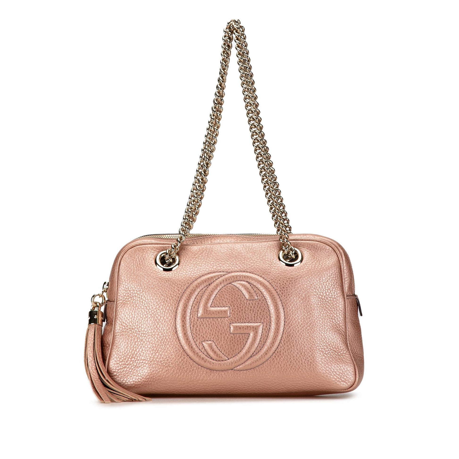Gucci Soho Zip SHG-yJU7PY Calf Pink Chain Shoulder Bag