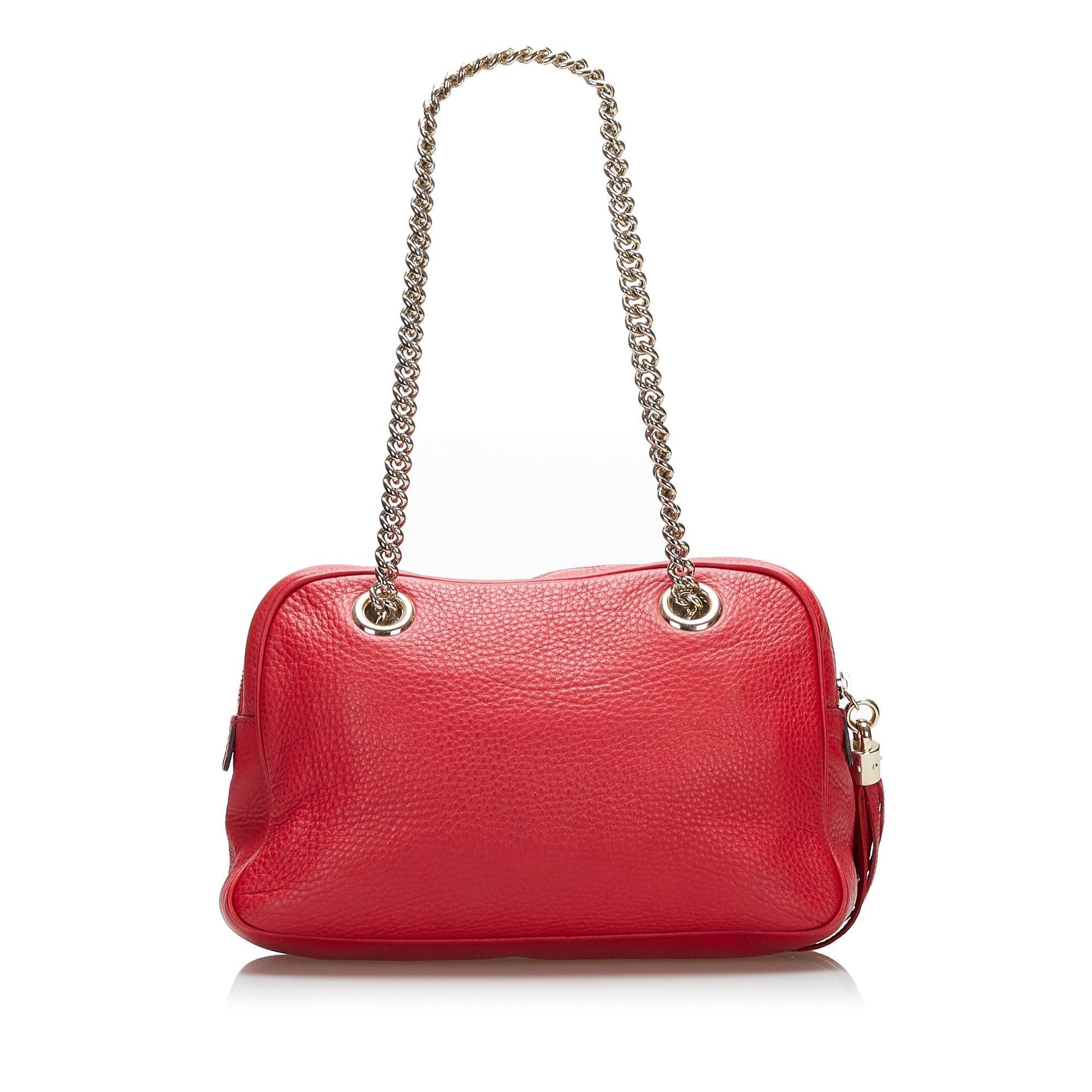 Gucci Soho SHG-4wGEYP Calf Red Chain Shoulder Bag