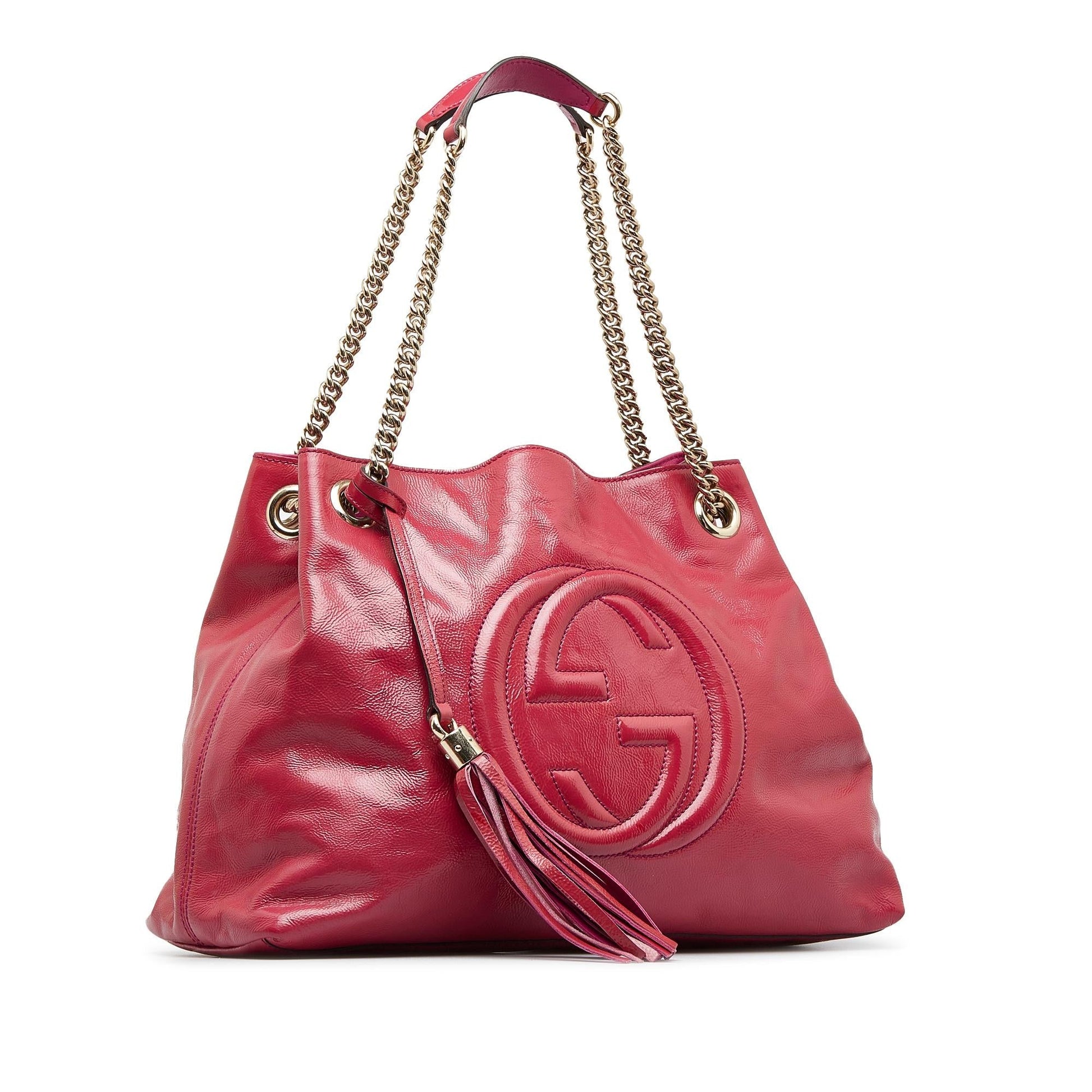 Gucci Soho SHG-kpX7Vj Leather Patent Red Chain Tote Bag