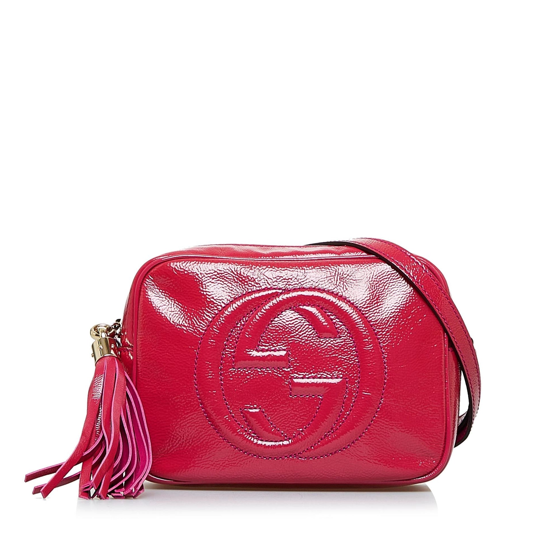 Gucci Soho Disco SHG-8cyfYf Leather Patent Pink Crossbody Bag