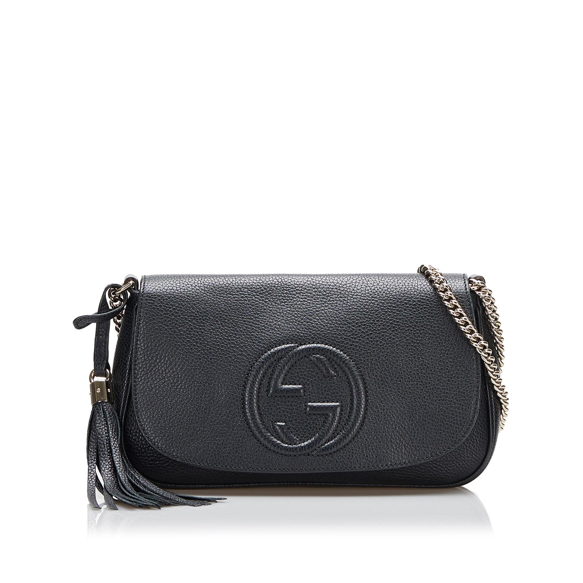 Gucci Soho SHG-UVI074 Calf Black Flap Crossbody Bag