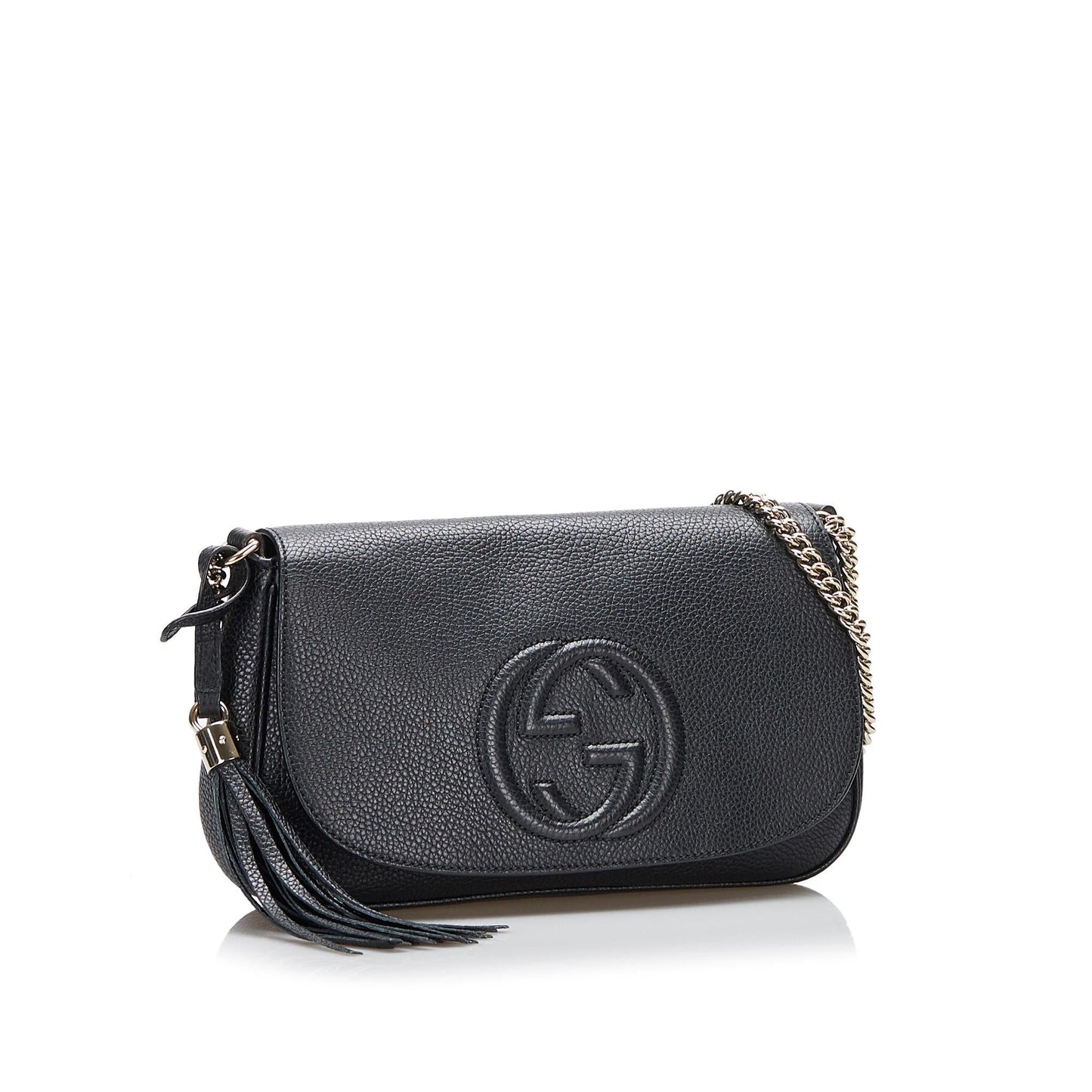 Gucci Soho SHG-UVI074 Calf Black Flap Crossbody Bag