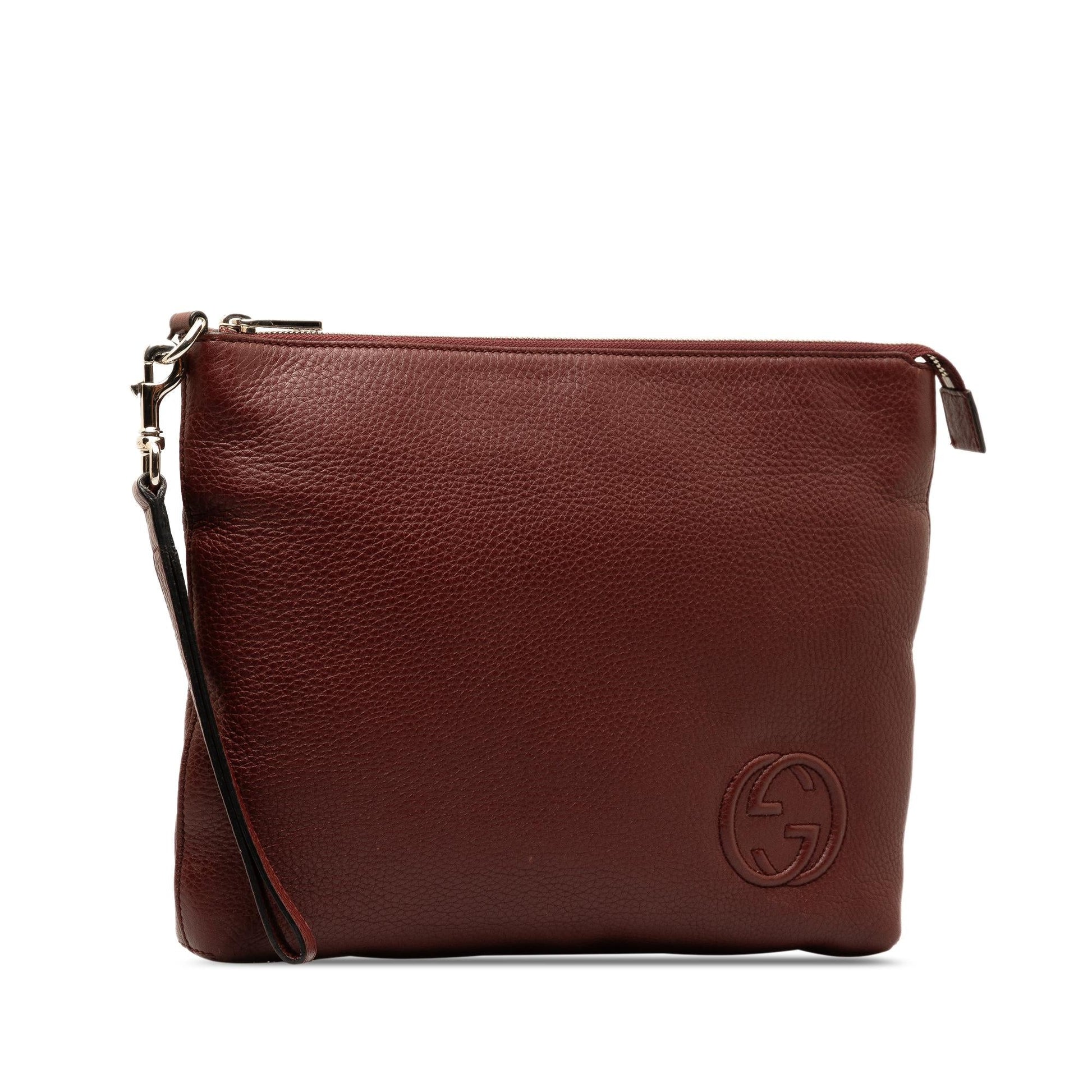 Gucci Soho SHG-x8q0VR Leather Calf Red Clutch Bag