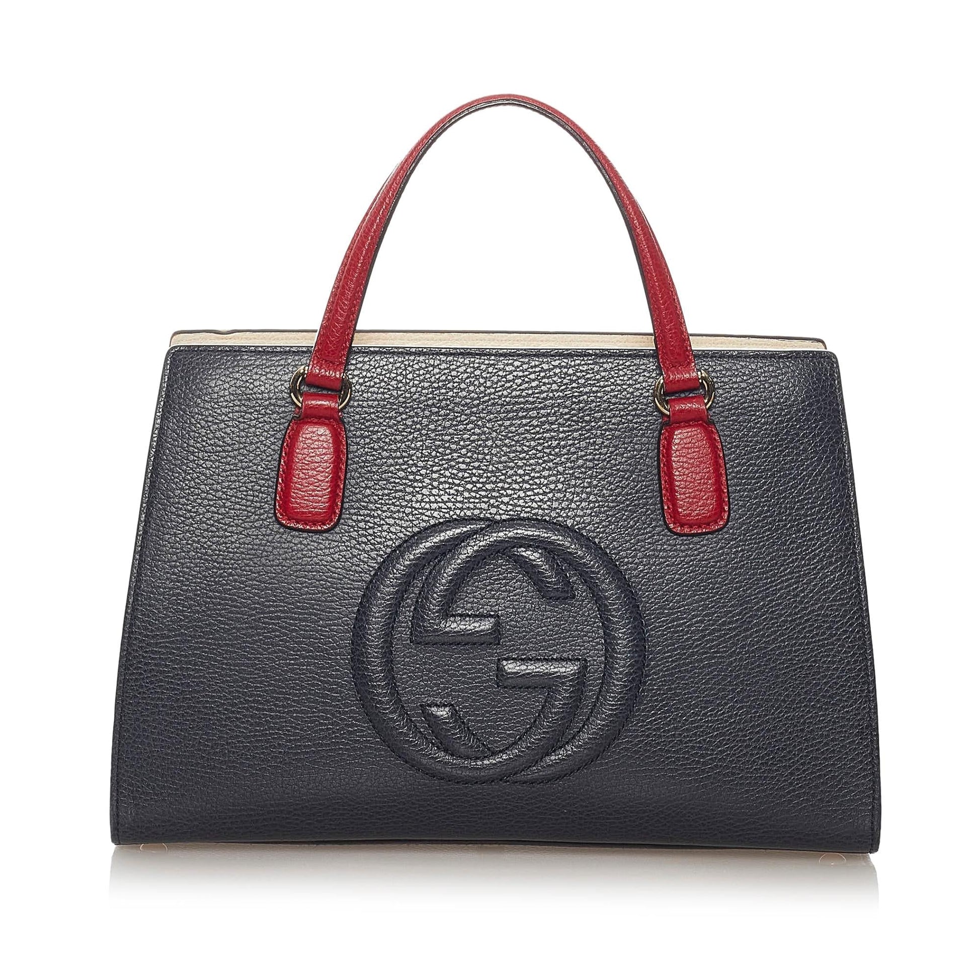 Gucci Soho SHG Leather Calf Black Red Satchel Bag