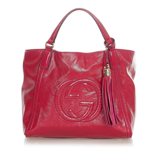 Gucci Soho SHG Leather Patent Red Satchel Bag