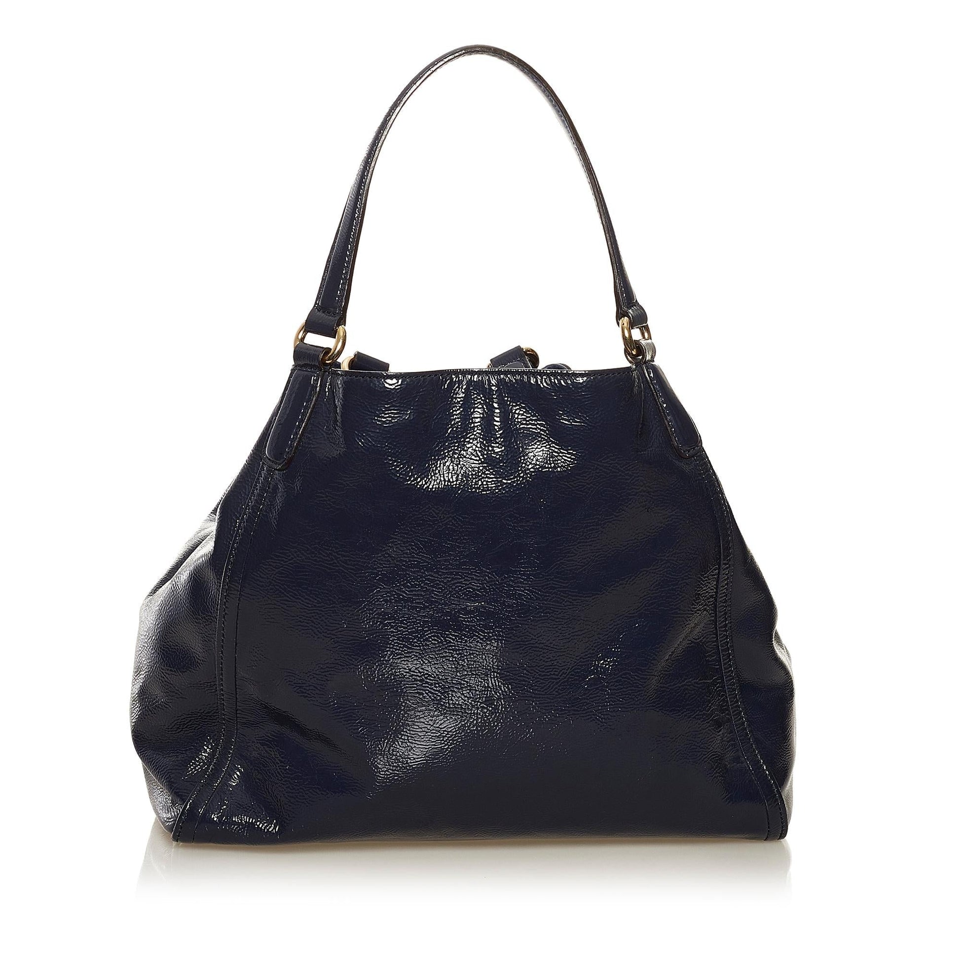 Gucci Soho SHG Leather Patent Blue Tote Bag