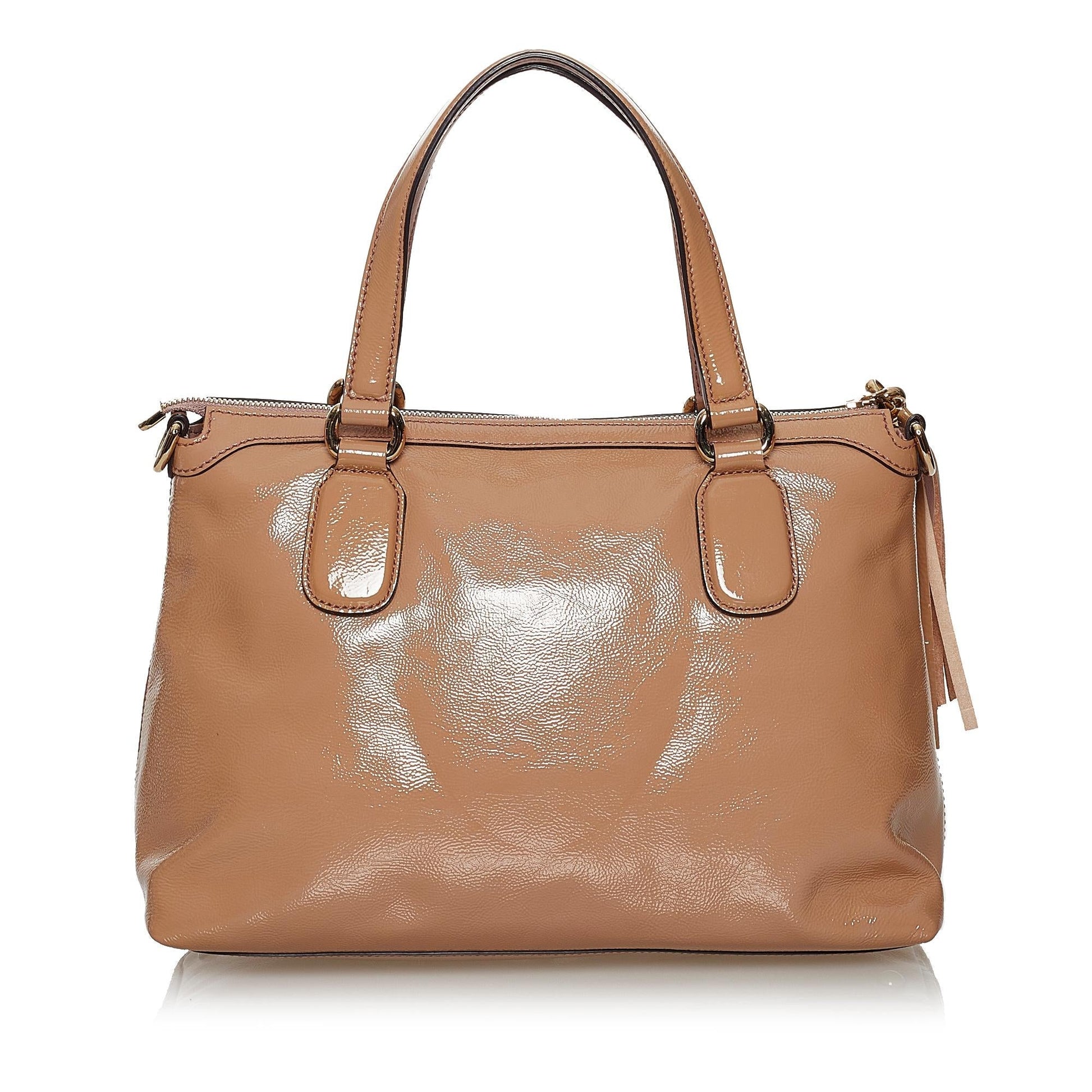 Gucci Soho Working SHG Leather Patent Brown Satchel Bag