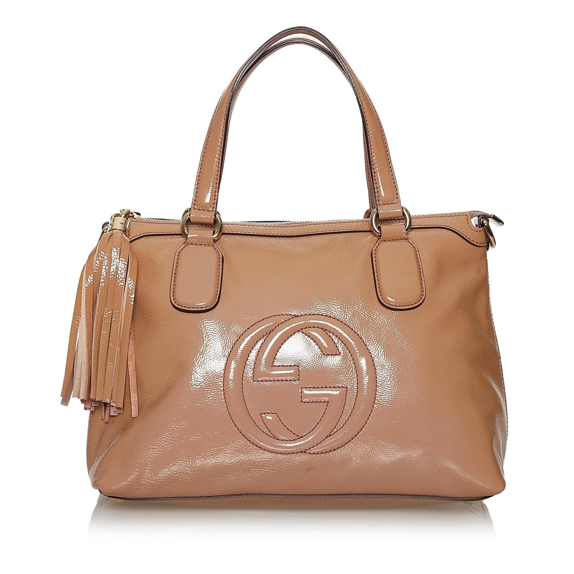 Gucci Soho Working SHG Leather Patent Brown Satchel Bag