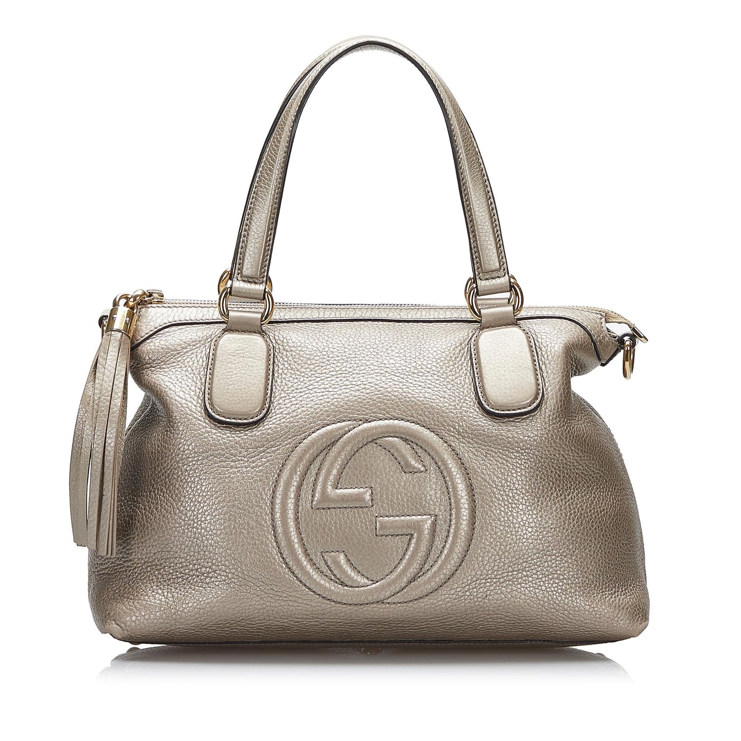Gucci Soho Working SHG-Tzeux0 Calf Silver Satchel Bag