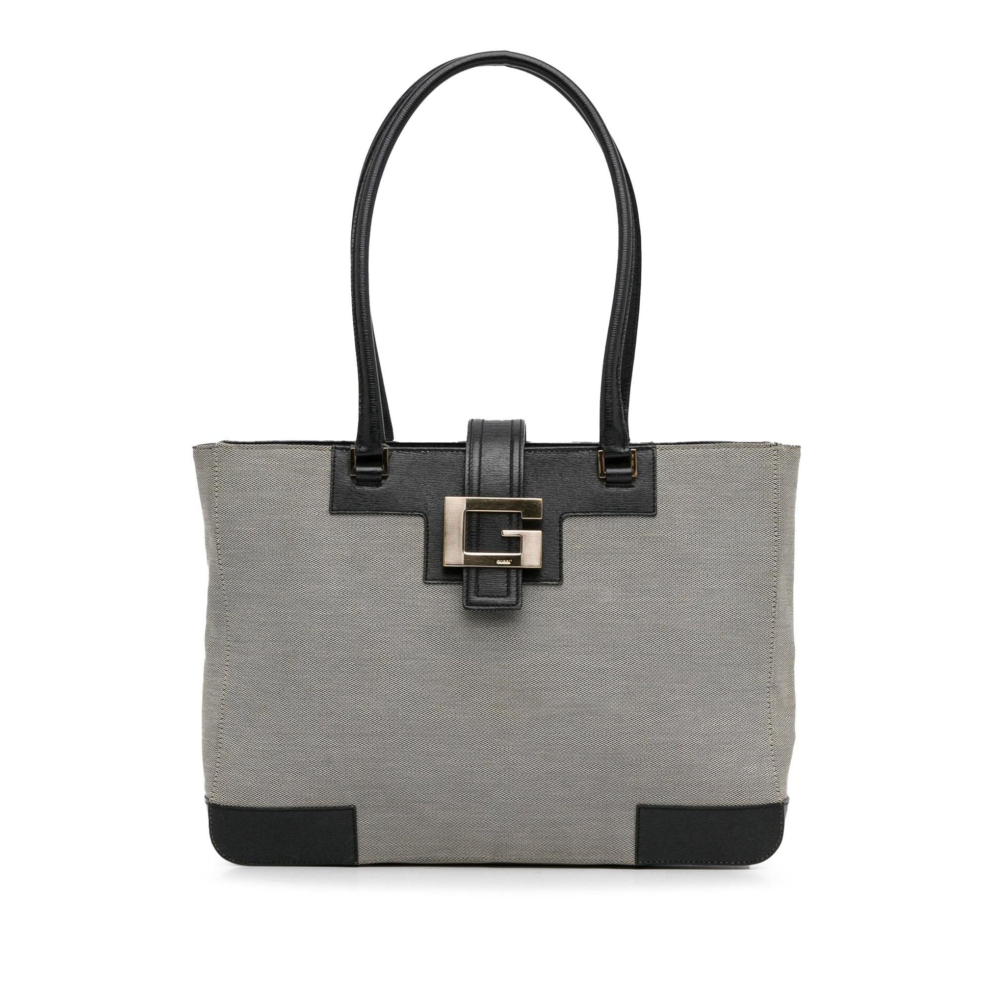 Gucci Square G SHG-FHbYlb Canvas Calf Black Grey Shoulder Bag