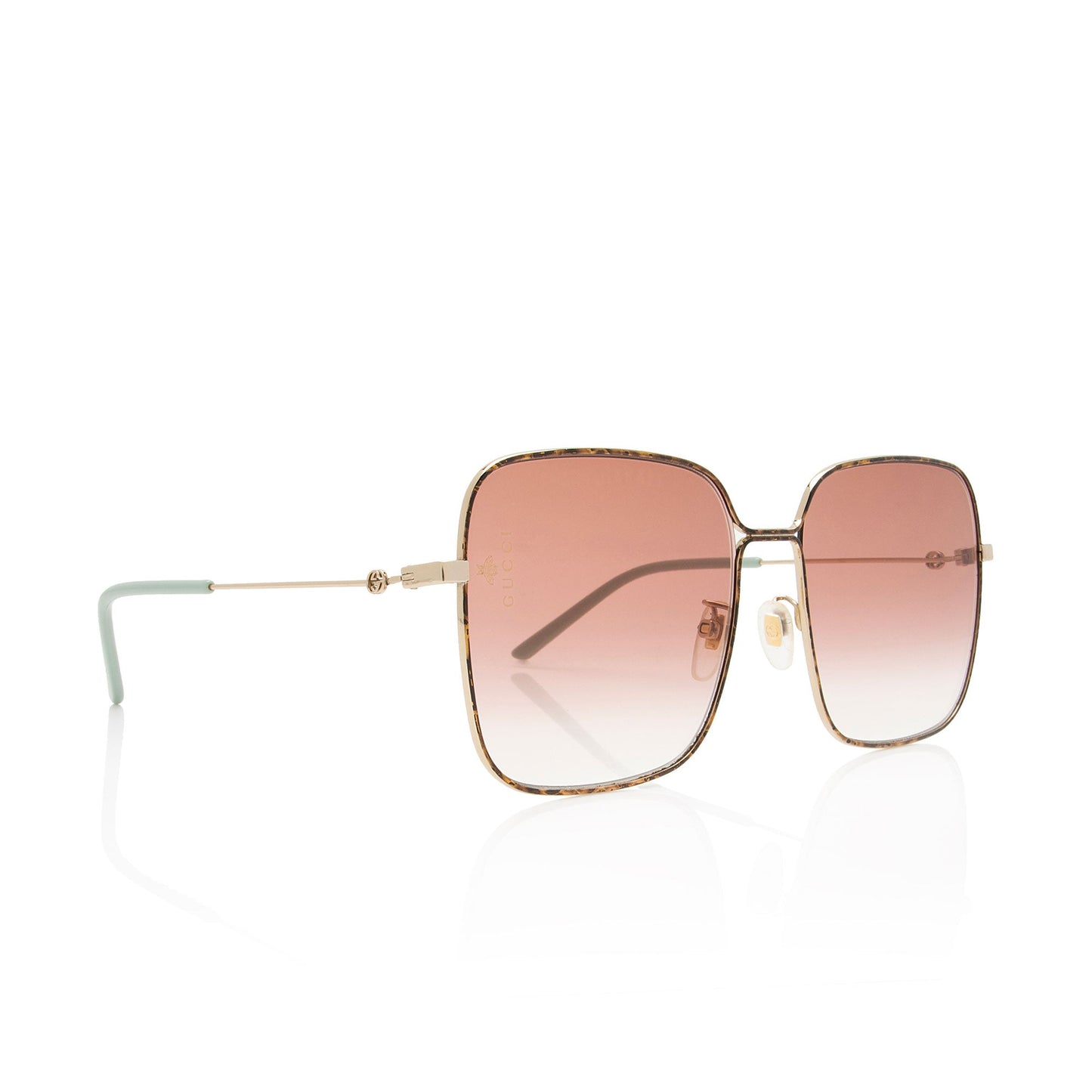 Gucci Square GG Sunglasses SHF-xRh450 Blue Pink Gold Accessory