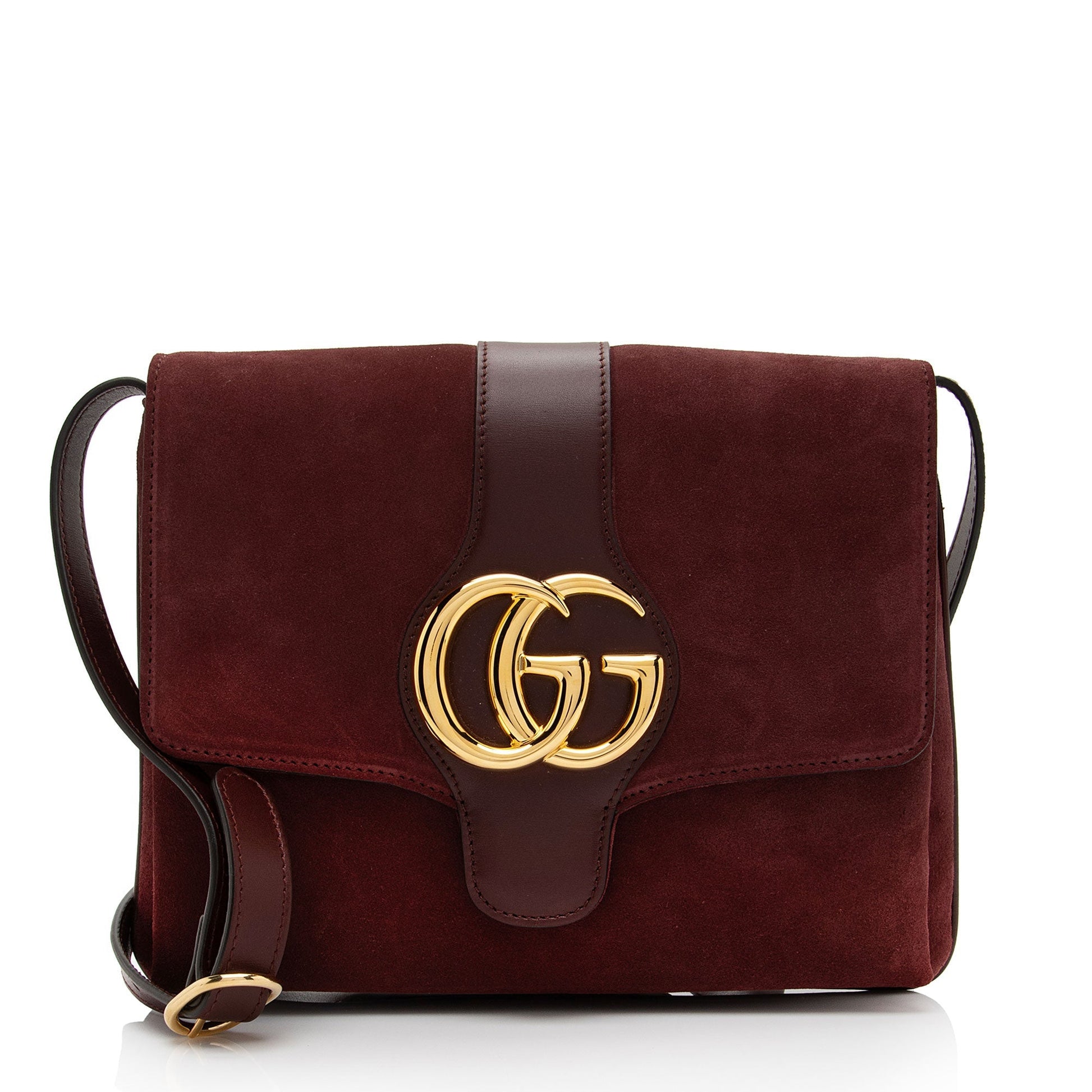 Gucci Arli SHF-JMmi1x Leather Suede Brown Red Crossbody Bag