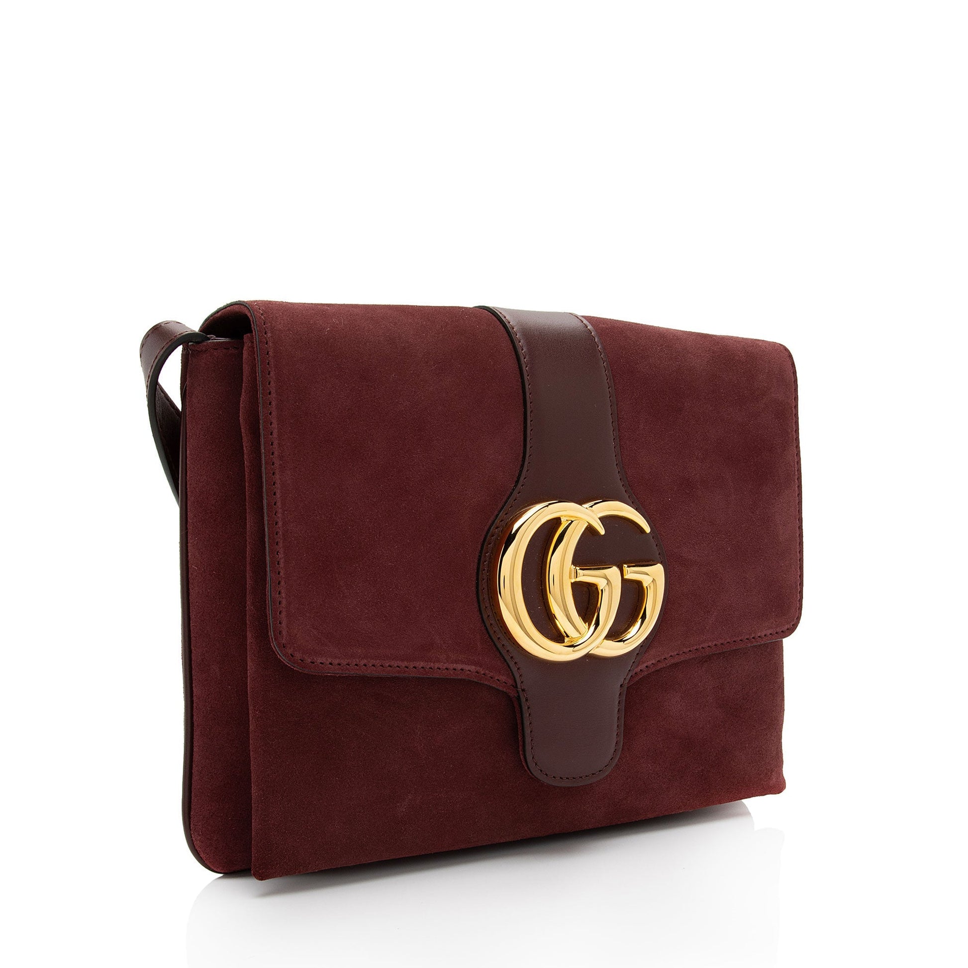 Gucci Arli SHF-JMmi1x Leather Suede Brown Red Crossbody Bag