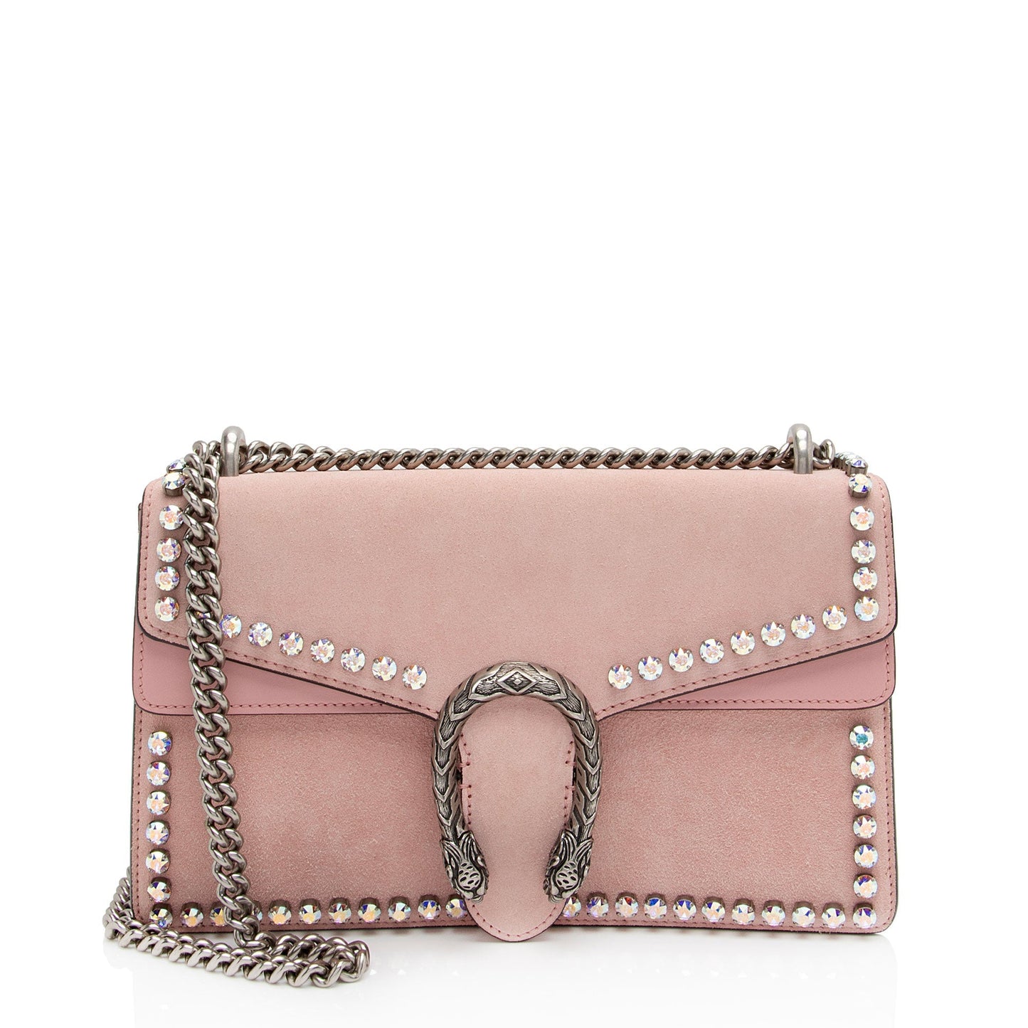 Gucci Crystal Dionysus SHF-hnxJiv Leather Suede Pink Small Shoulder Bag