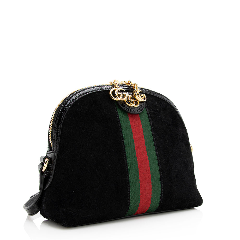 Gucci Ophidia Dome SHF Leather Suede Nylon Black Crossbody Bag