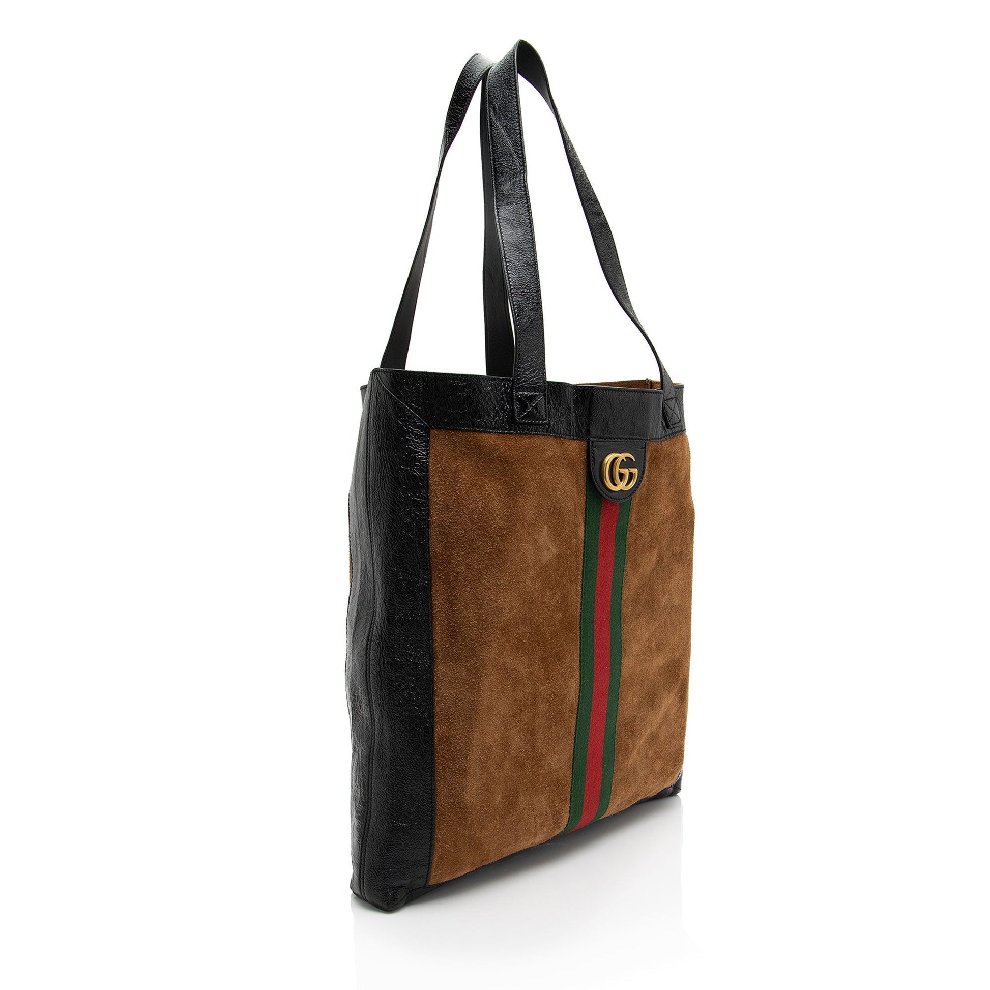 Gucci Ophidia Vertical Shopping SHF-AbSm7x Leather Suede Nylon Black Tote Bag