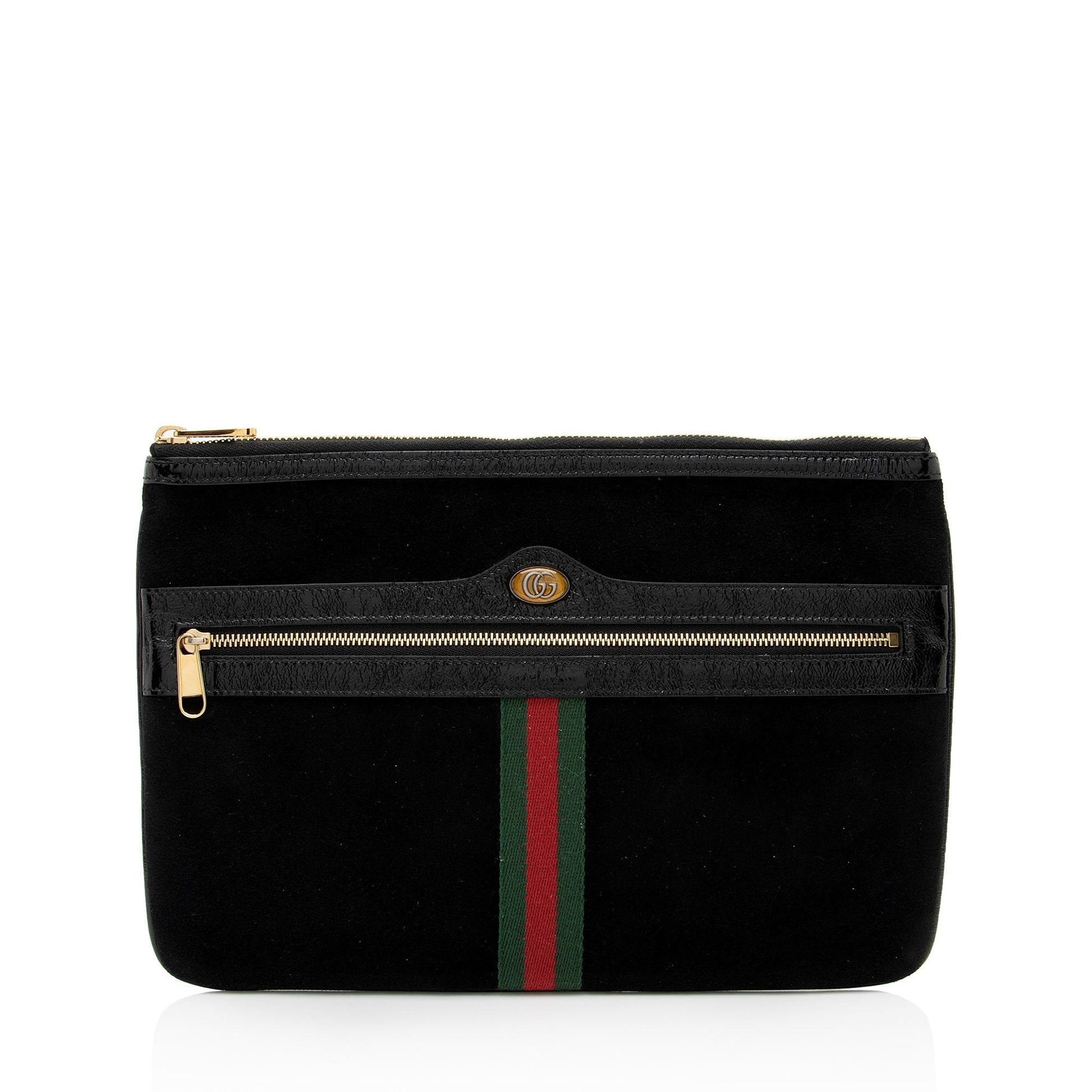 Gucci Ophidia Zip Pouch SHF-6RTERn Leather Suede Nylon Patent Clutch Bag