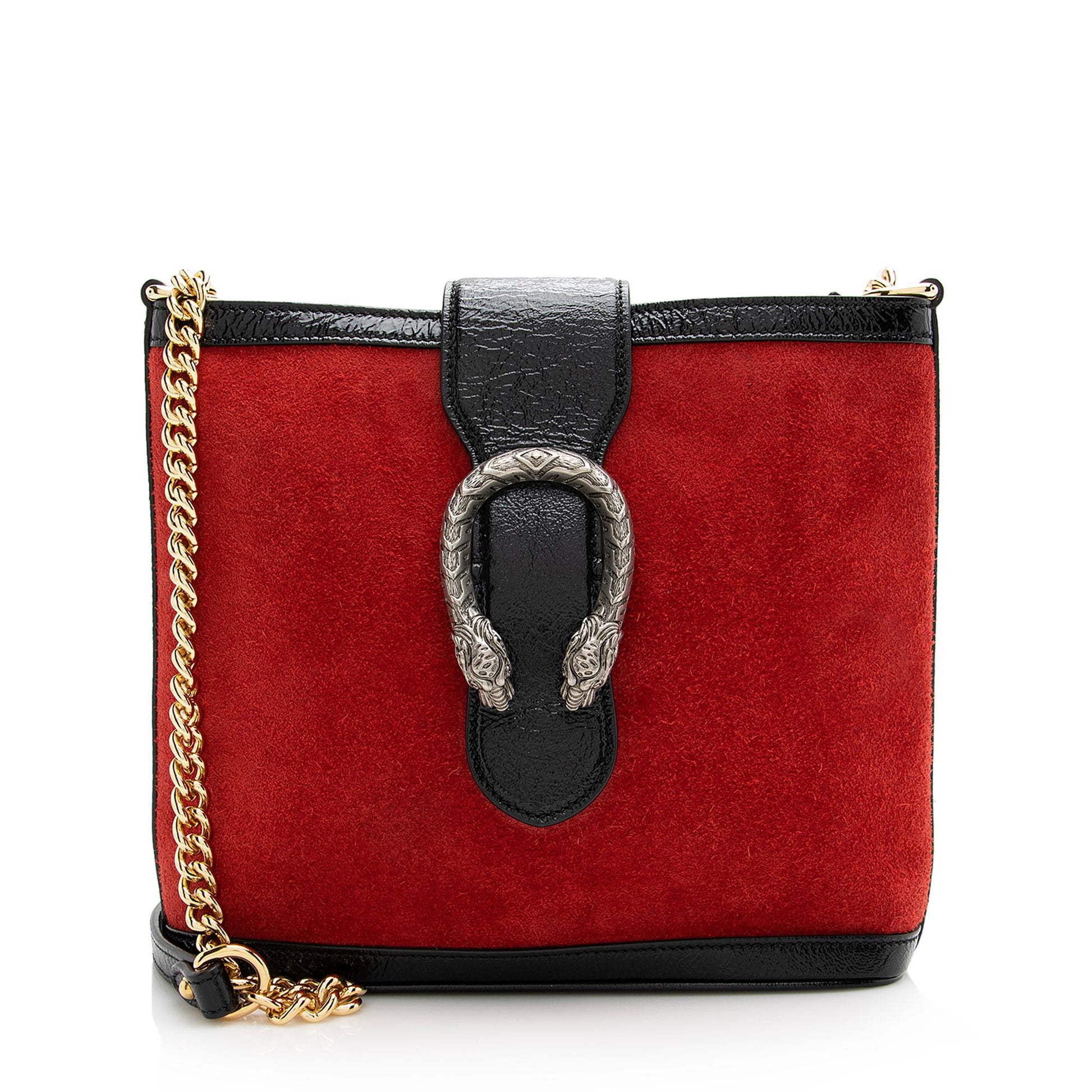 Gucci Dionysus Bucket SHF Leather Suede Patent Black Crossbody Bag