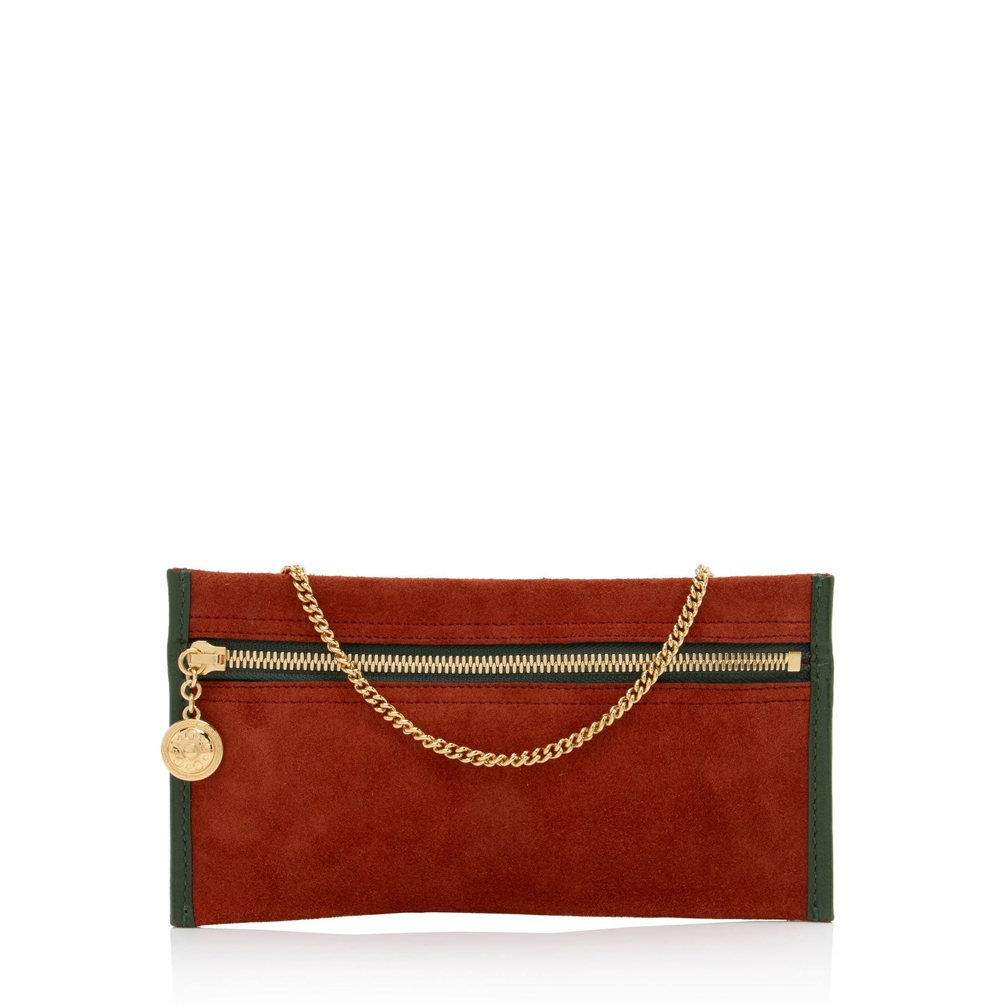 Gucci Pochette SHF-qbbjql Leather Suede Brown Green Clutch Bag