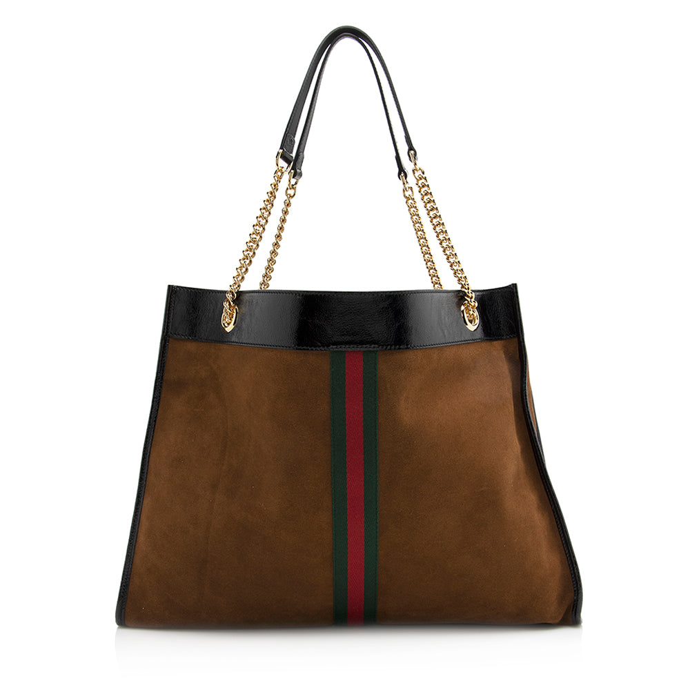 Gucci Rajah SHF Leather Suede Nylon Patent Tote Bag