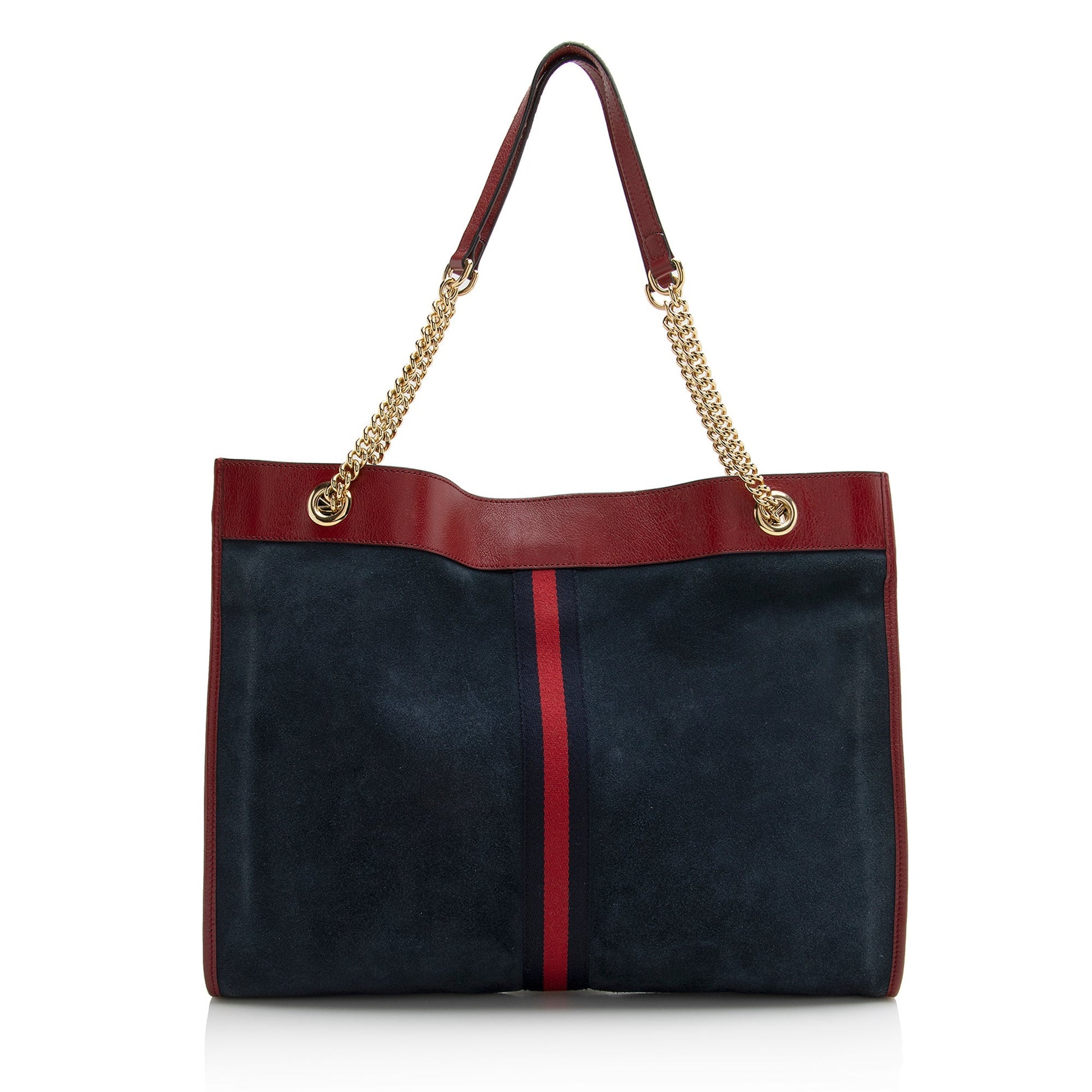Gucci Rajah SHF Leather Suede Nylon Blue Tote Bag