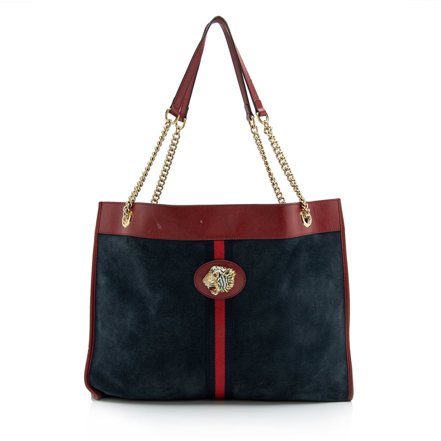 Gucci Rajah SHF Leather Suede Nylon Blue Tote Bag Tote Shf
