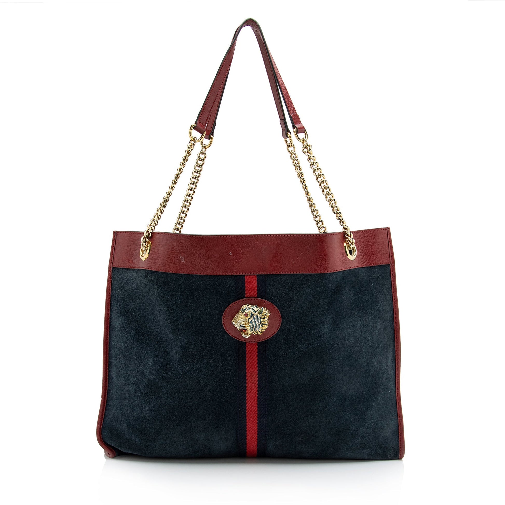 Gucci Rajah SHF Leather Suede Nylon Blue Tote Bag Tote Shf