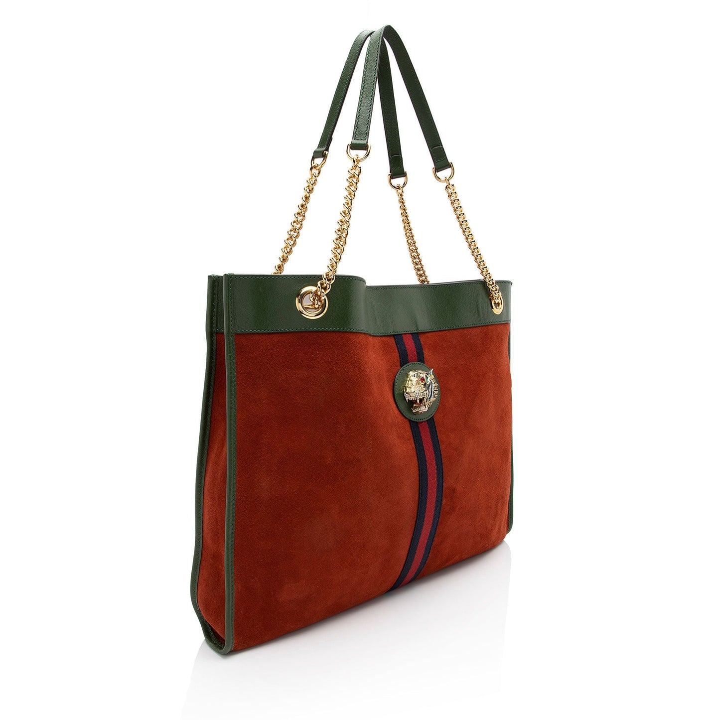 Gucci Rajah SHF-eovfw8 Leather Suede Nylon Green Tote Bag