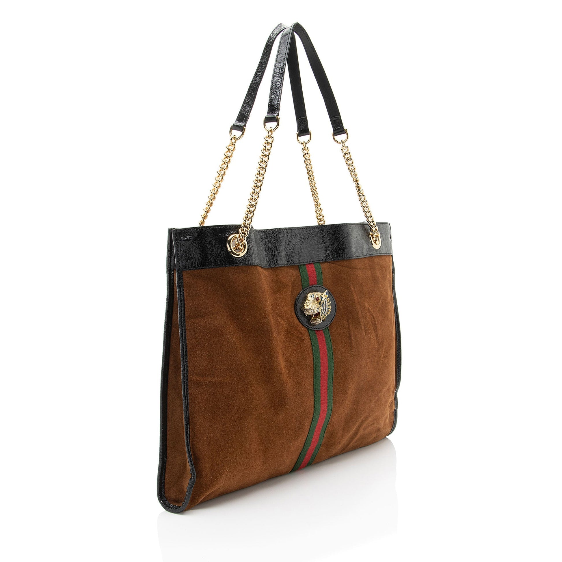 Gucci Rajah SHF-Xhkc0H Leather Suede Nylon Black Tote Bag