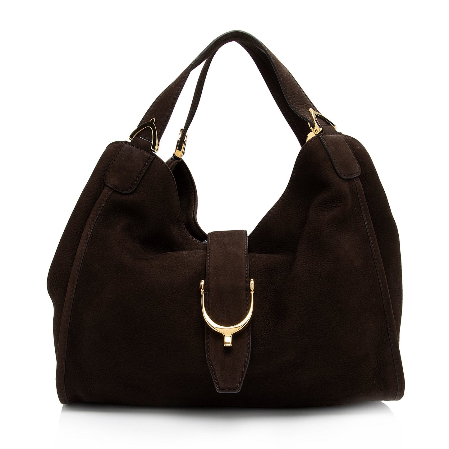 Gucci Stirrup SHF-XdZ15l Suede Brown Tote Bag