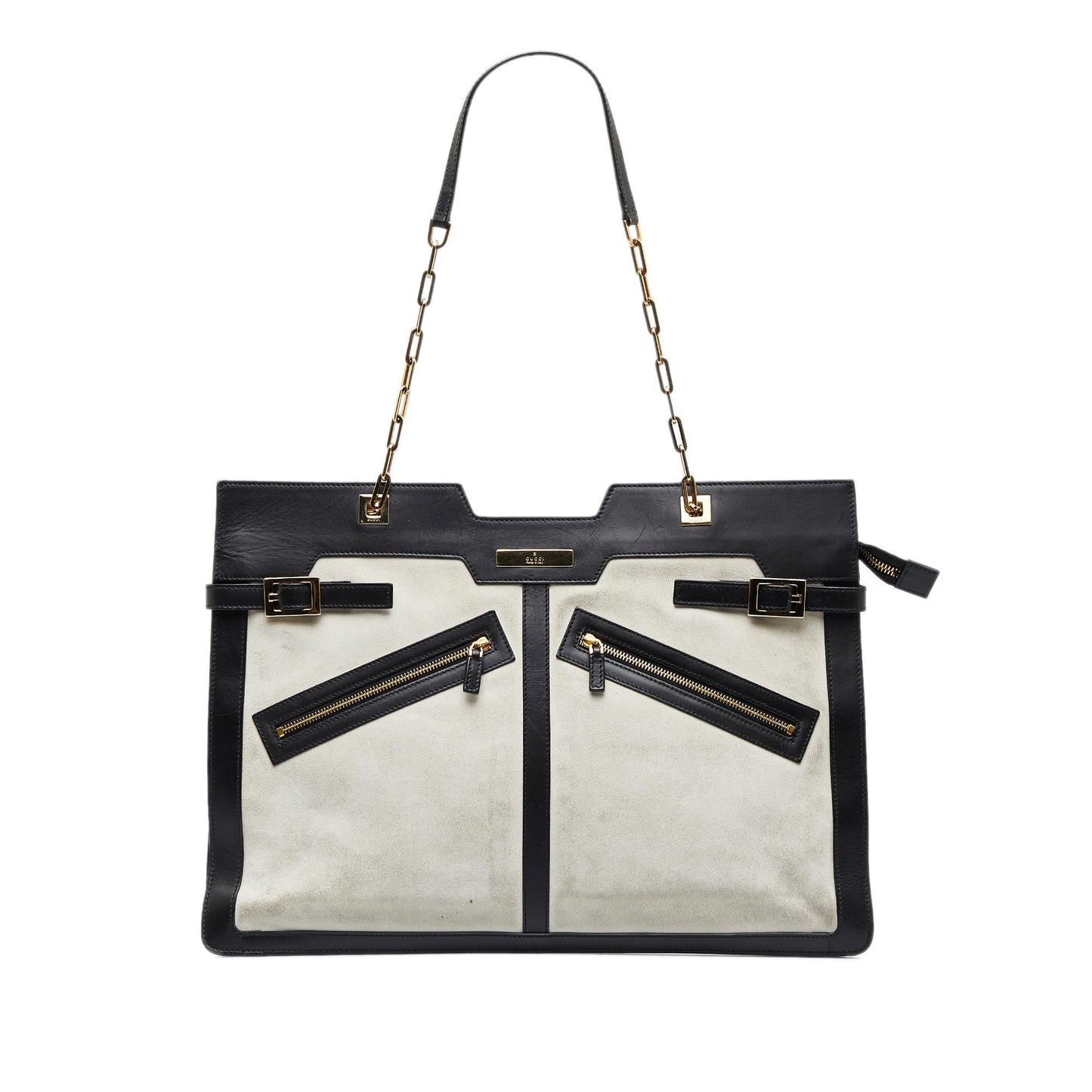 Gucci SHG-DsFoOs Suede Calf Black White Tote Bag