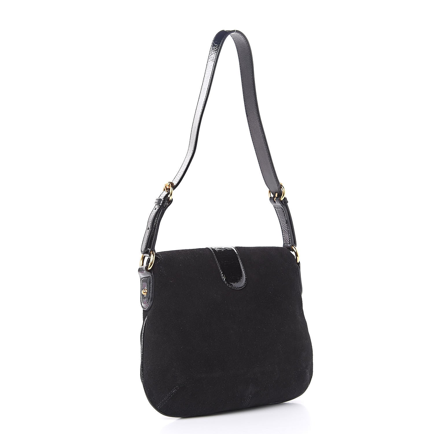 Gucci Wave Suede Black Flap Travel Bag