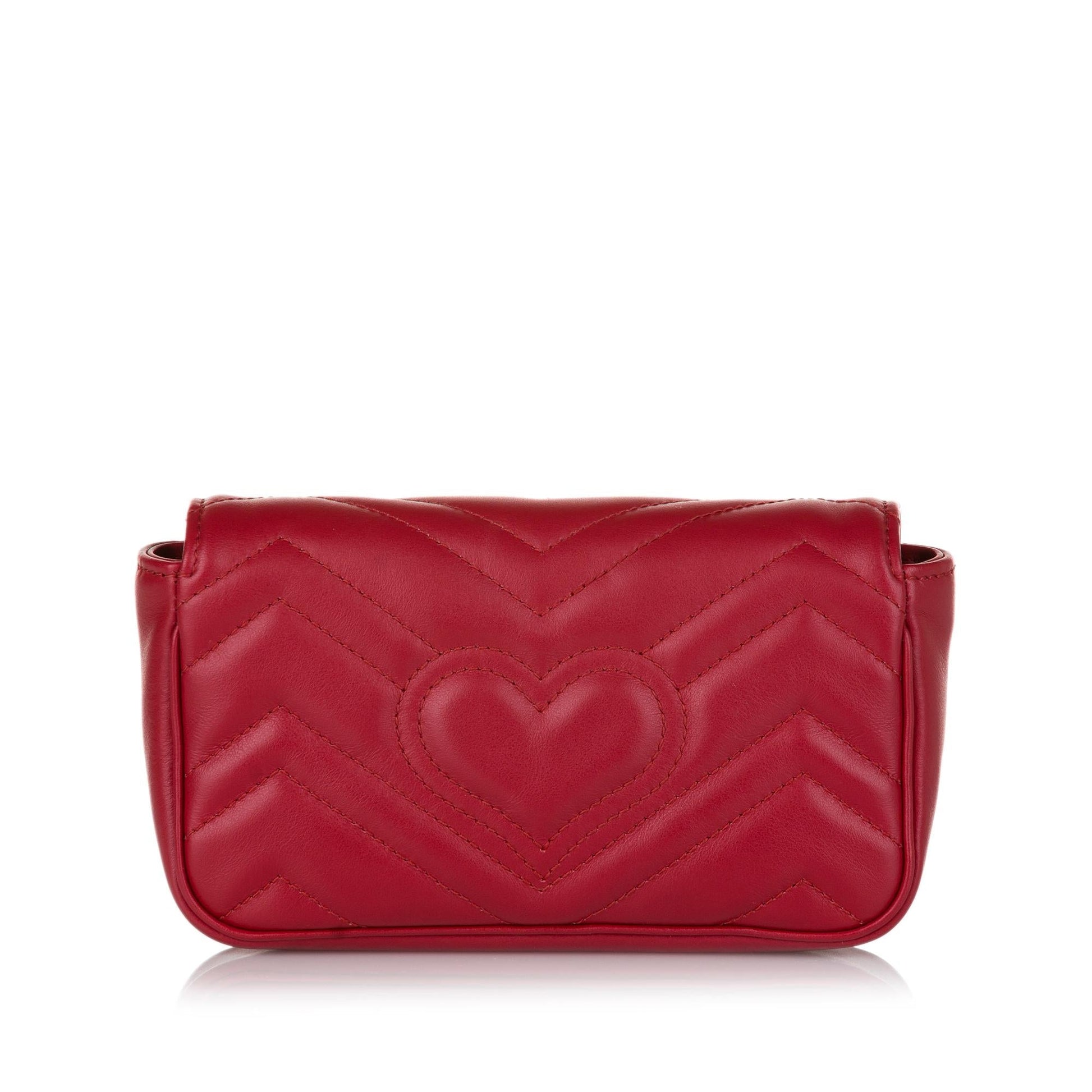 Gucci Super GG Marmont SHG Leather Calf Red Mini Crossbody Bag