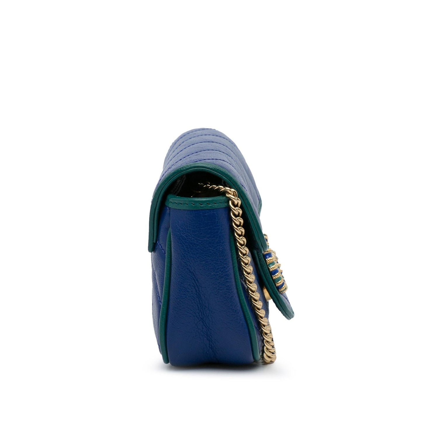 Gucci Super GG Marmont Torchon SHG-Bsqzq6 Calf Blue Mini Crossbody Bag
