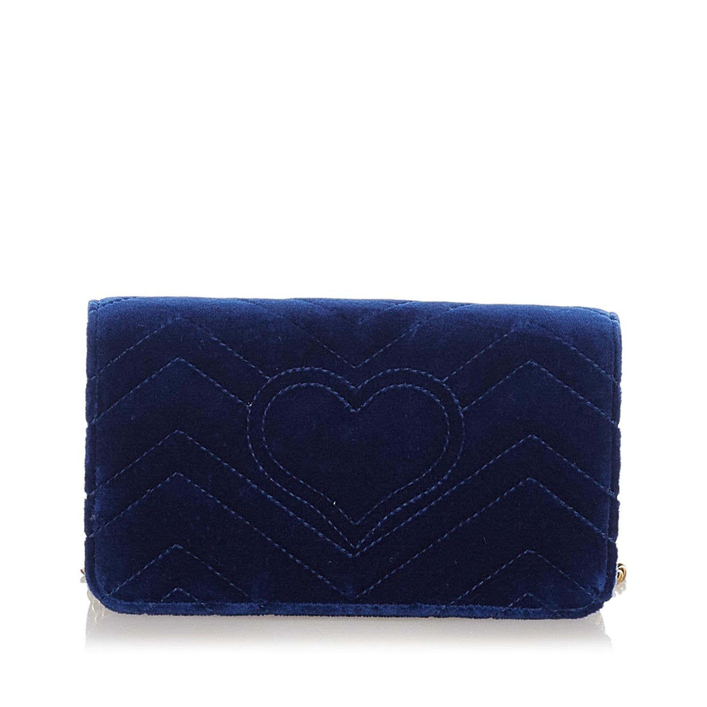 Gucci Super GG Marmont Velvet SHG Blue Mini Crossbody Bag