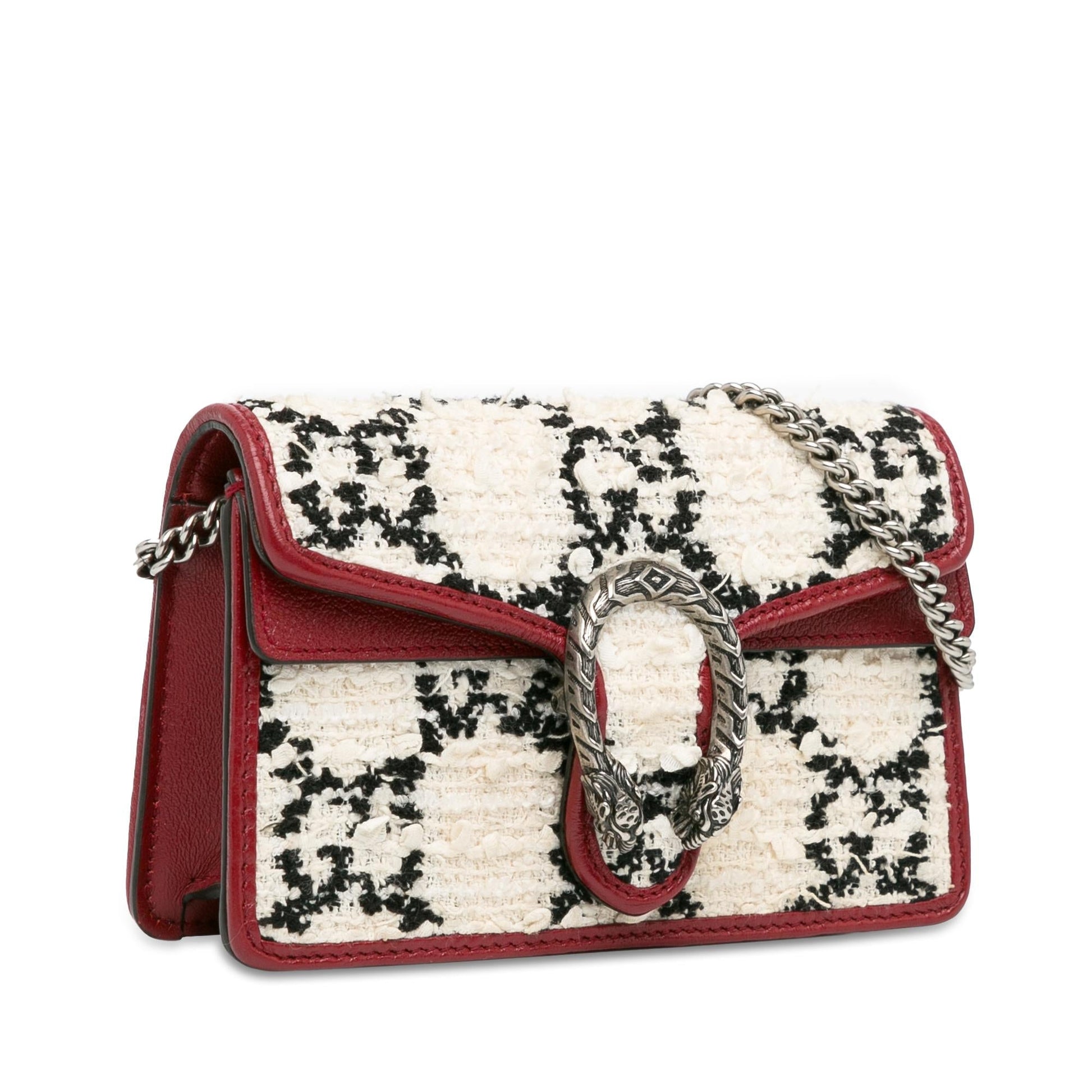 Gucci Super GG Tweed Dionysus SHG-a03ekZ Calf White Red Mini Crossbody Bag