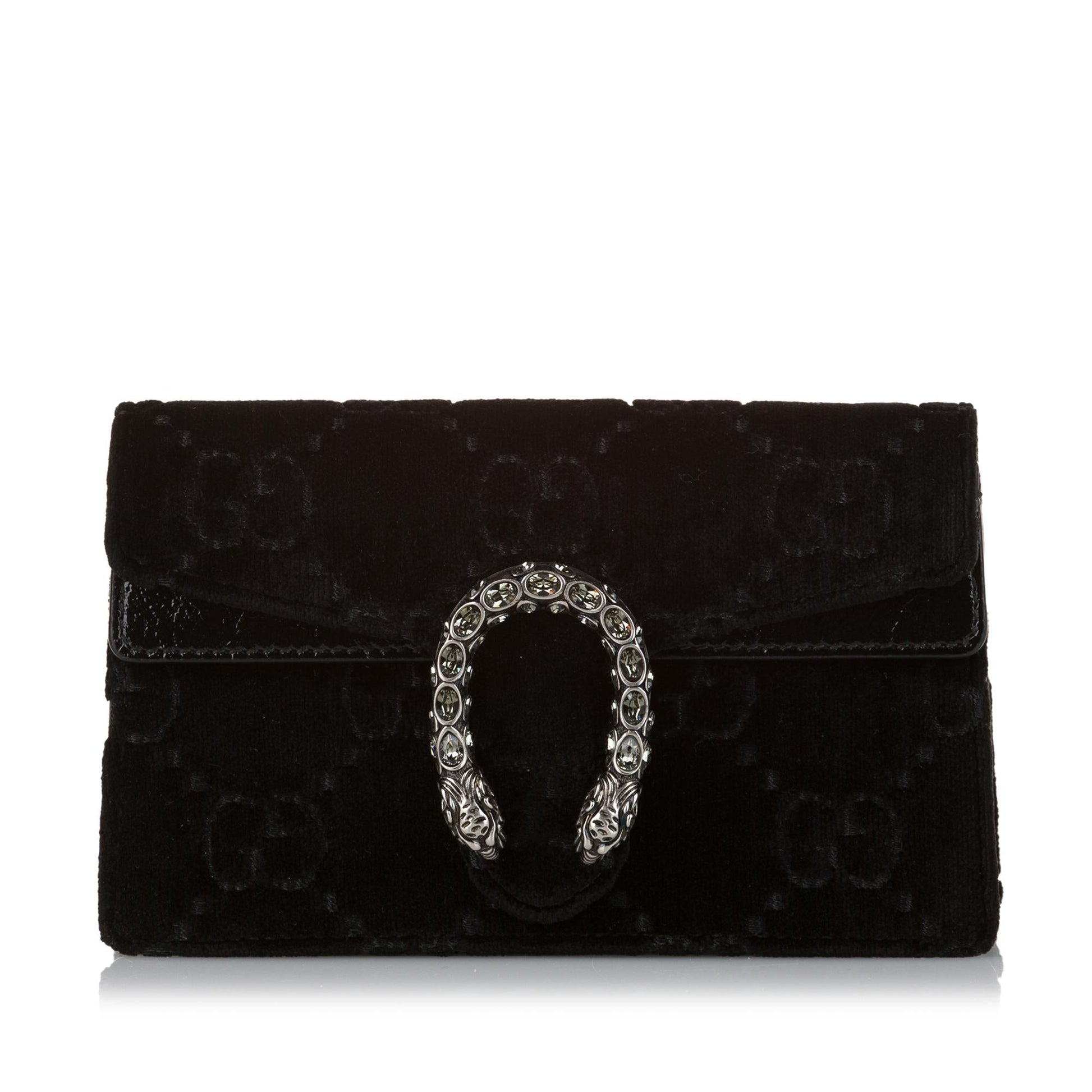 Gucci Super GG Velvet Dionysus SHG Black Mini Crossbody Bag