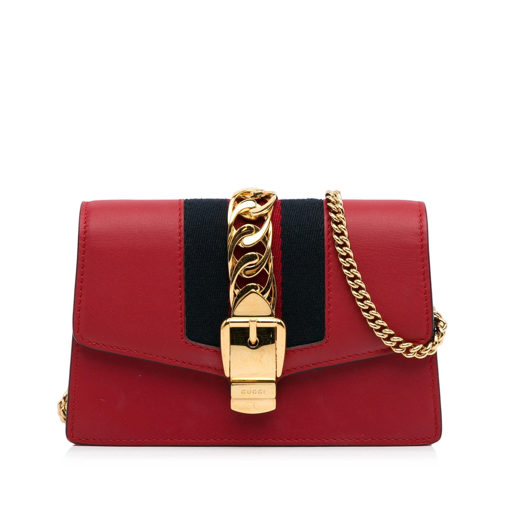 Gucci Super Sylvie SHG-LSaXfy Calf Red Mini Chain Crossbody Bag