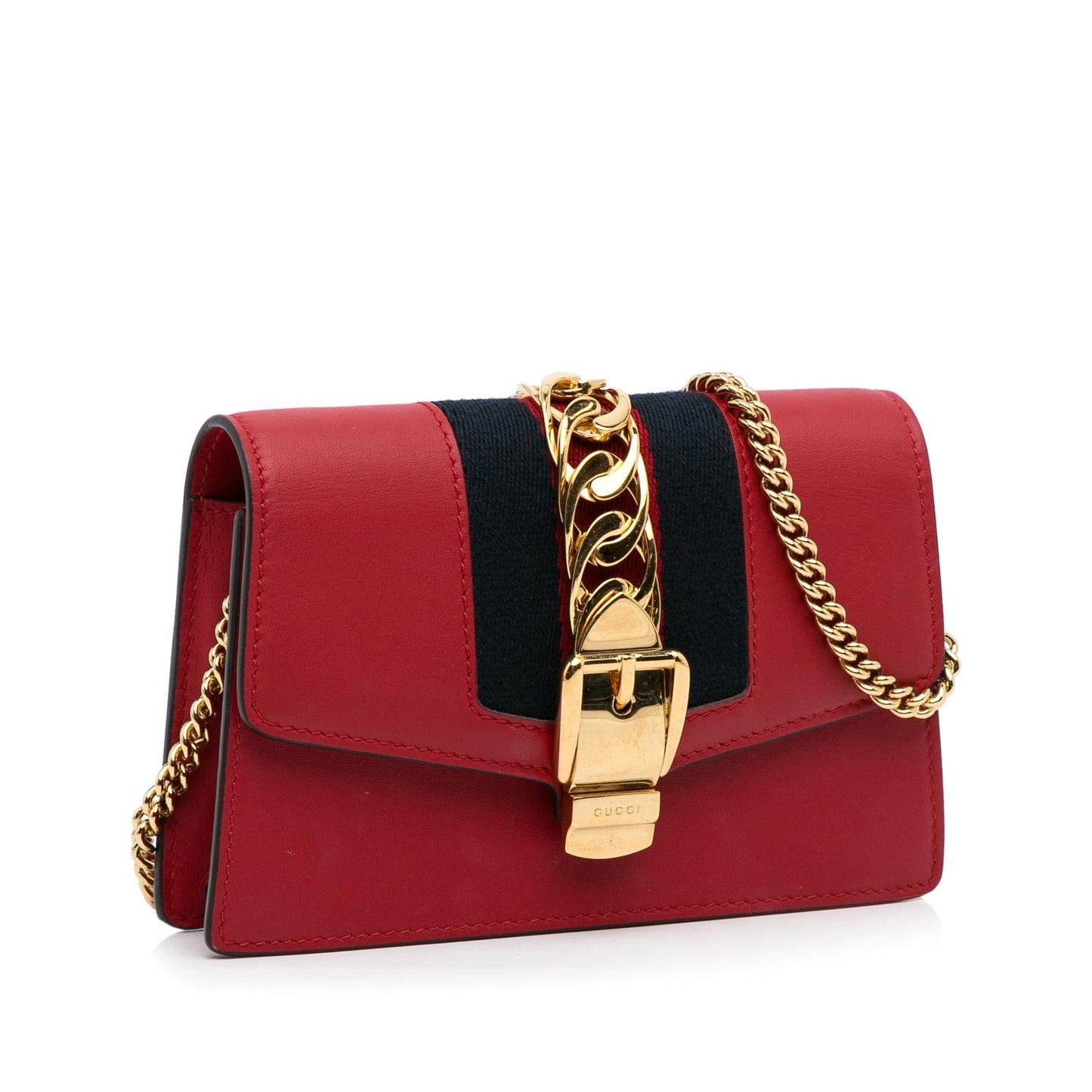 Gucci Super Sylvie SHG-LSaXfy Calf Red Mini Chain Crossbody Bag
