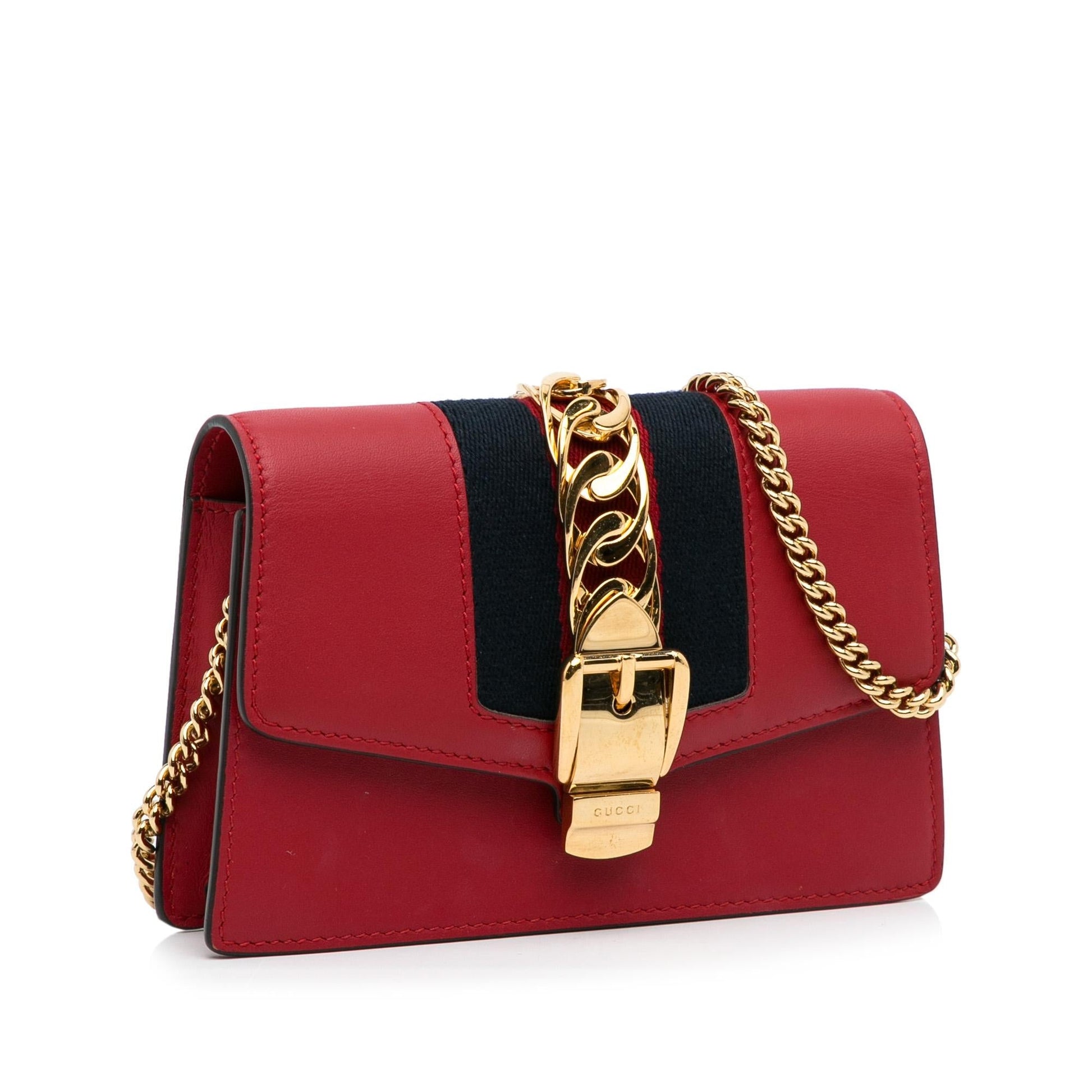 Gucci Super Sylvie SHG-LSaXfy Calf Red Mini Chain Crossbody Bag